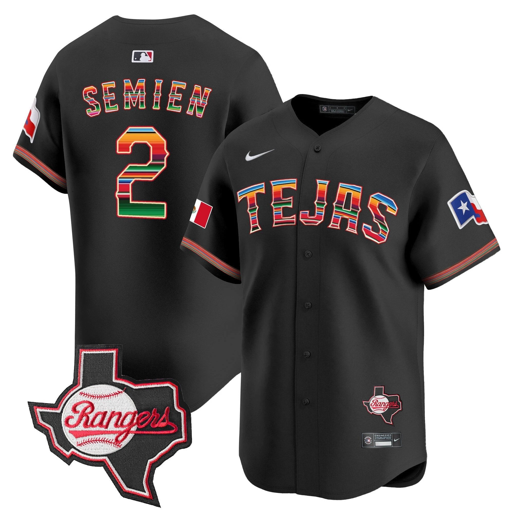 TEX Mexico Texas Patch Vapor Premier Limited Jersey - All Stitched by Texas Rangers