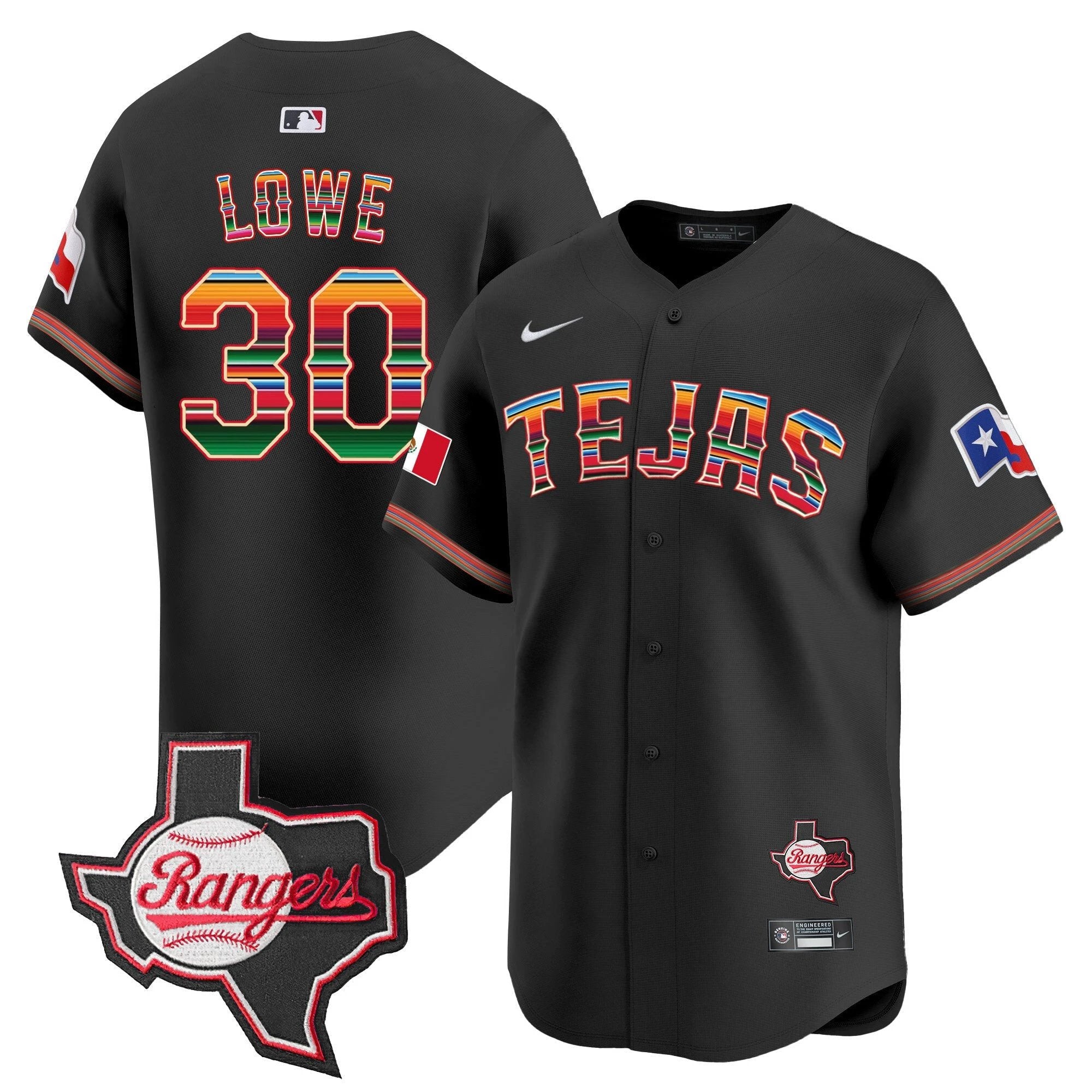 TEX Mexico Texas Patch Vapor Premier Limited Jersey - All Stitched by Texas Rangers