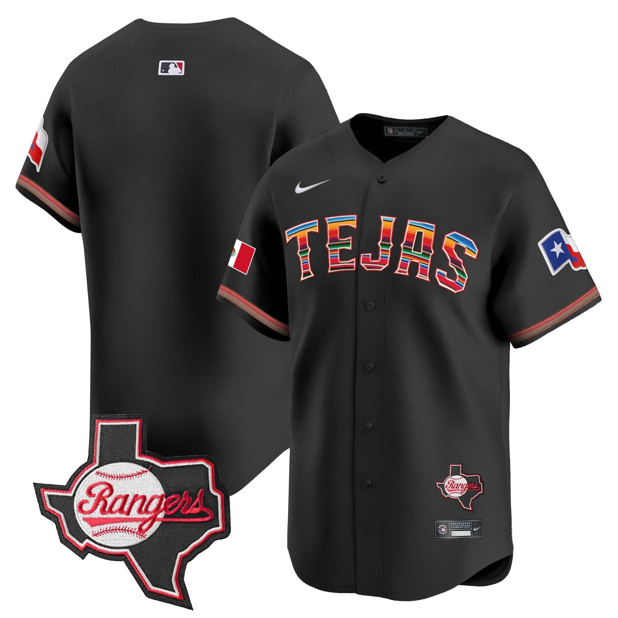 TEX Mexico Texas Patch Vapor Premier Limited Jersey - All Stitched by Texas Rangers