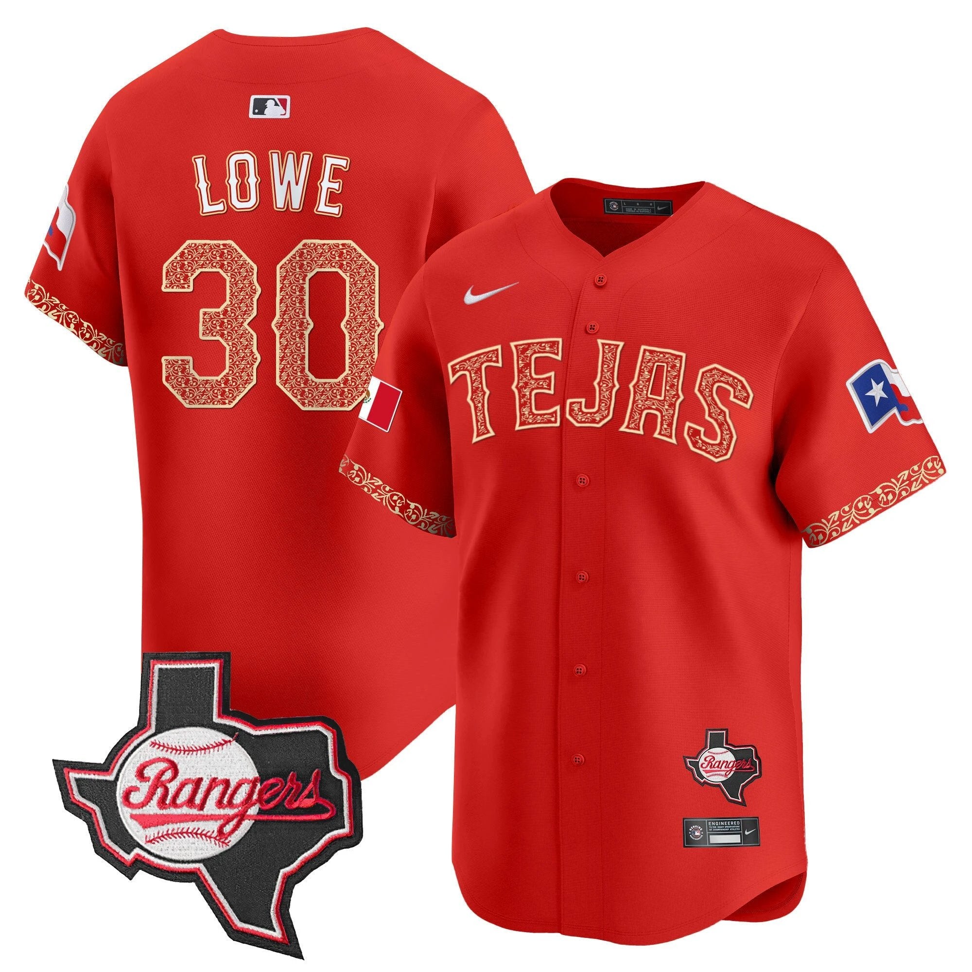 TEX Mexico Texas Patch Vapor Premier Limited Jersey - All Stitched by Texas Rangers