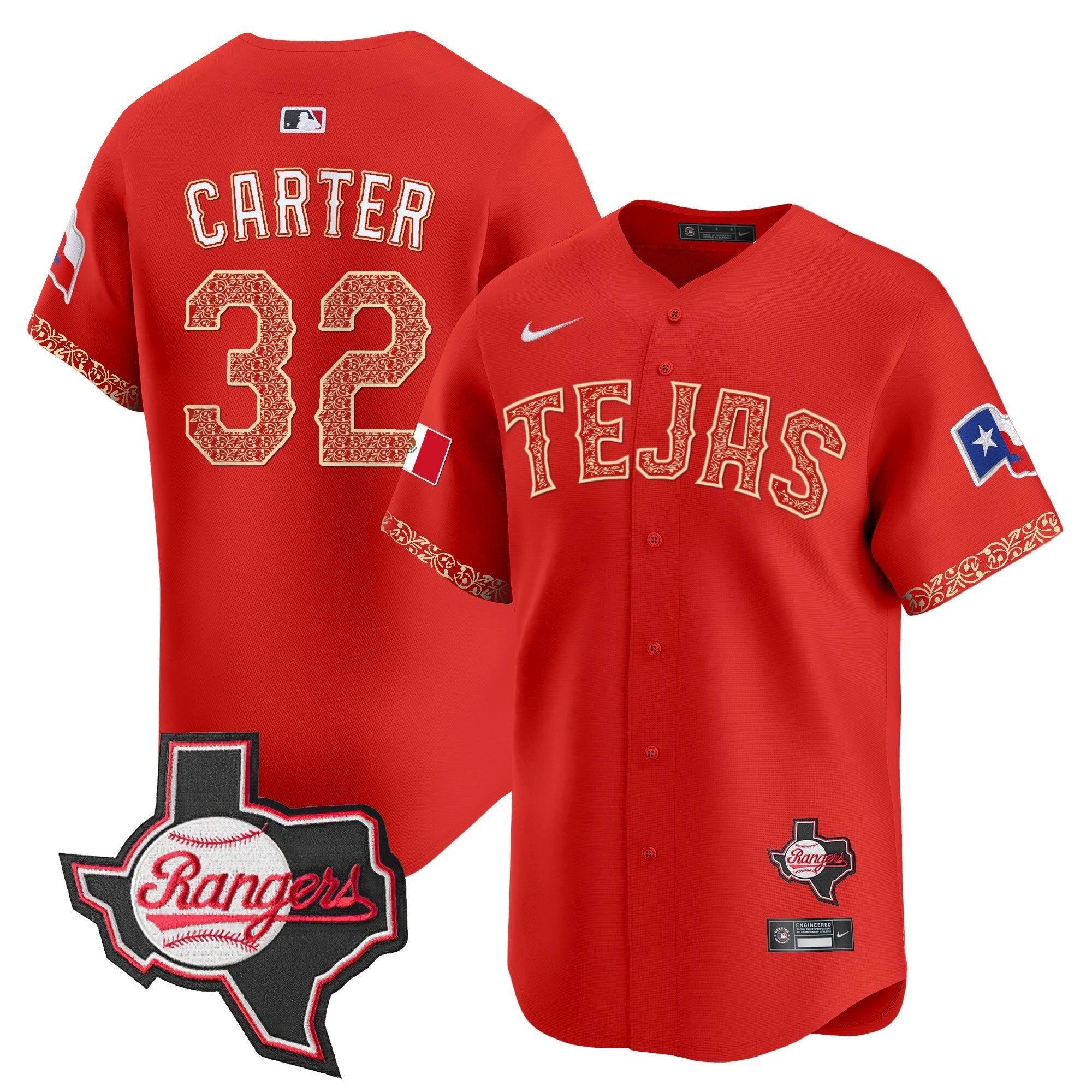 TEX Mexico Texas Patch Vapor Premier Limited Jersey - All Stitched by Texas Rangers