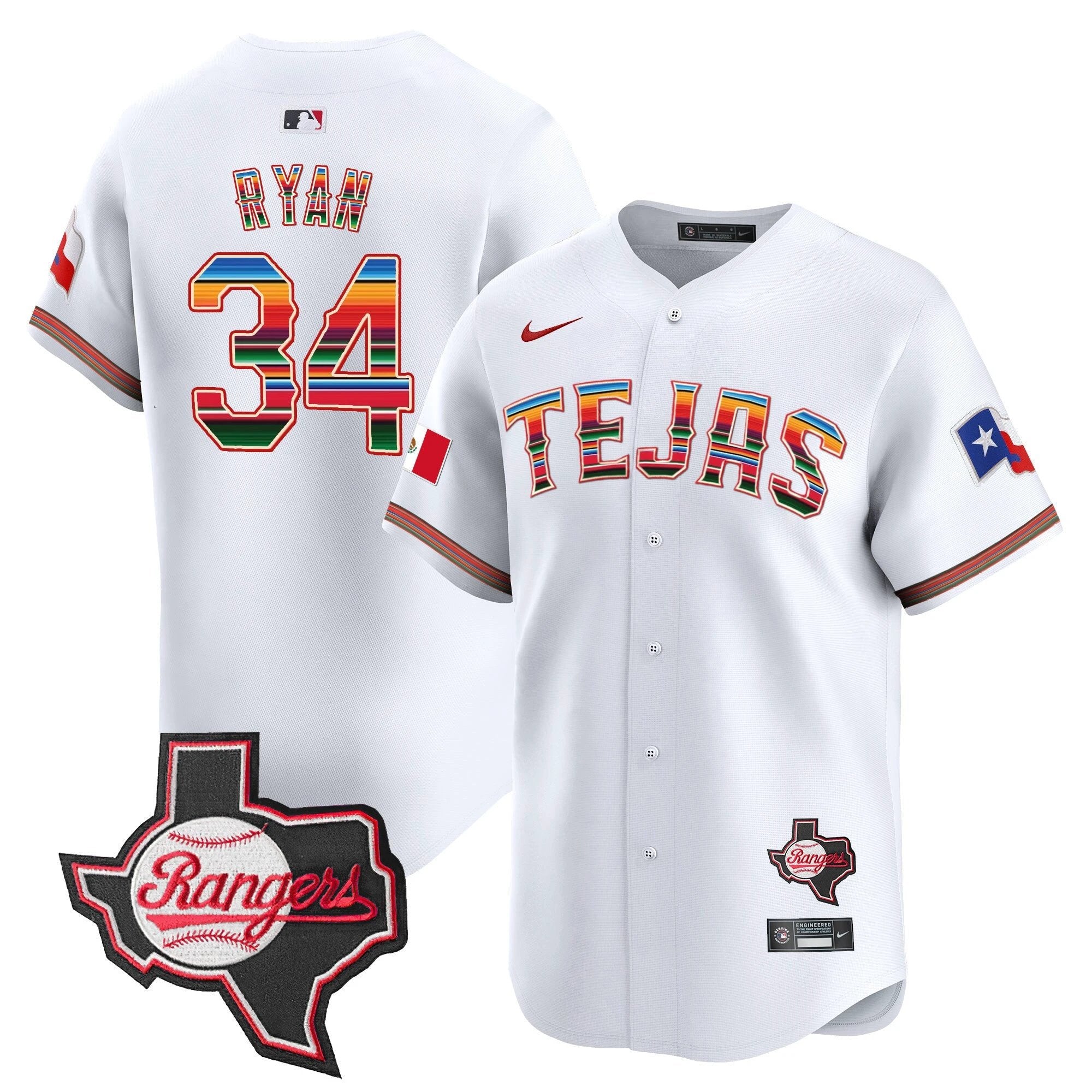 TEX Mexico Texas Patch Vapor Premier Limited Jersey - All Stitched by Texas Rangers