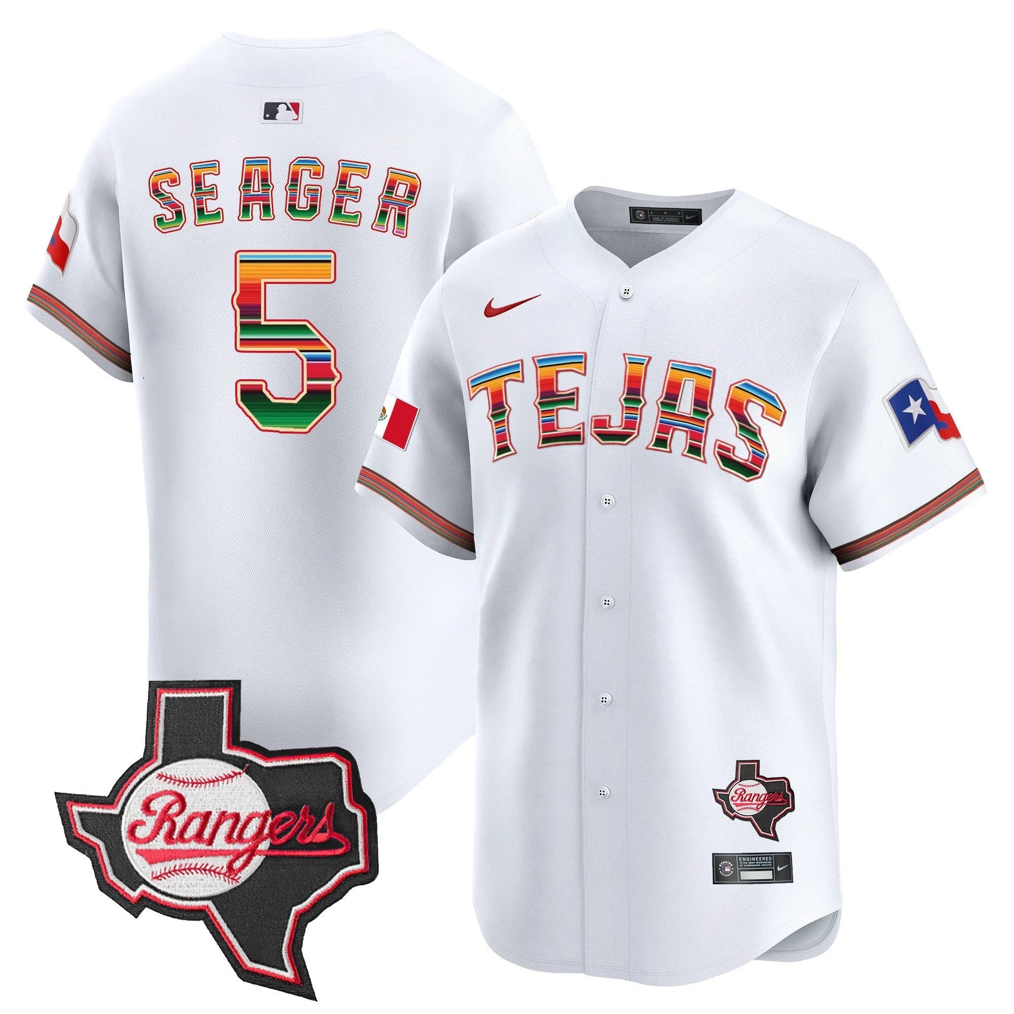 TEX Mexico Texas Patch Vapor Premier Limited Jersey - All Stitched by Texas Rangers