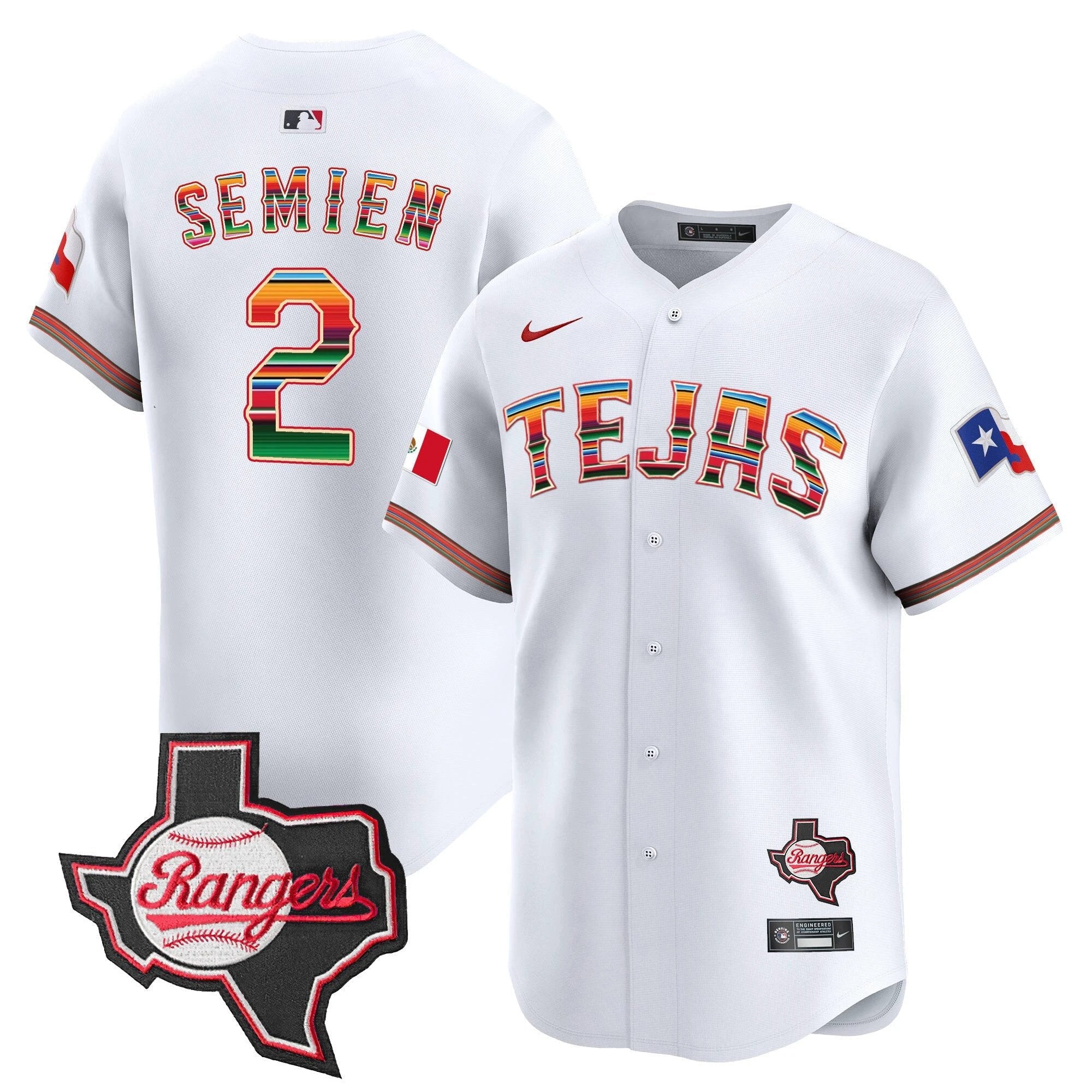 TEX Mexico Texas Patch Vapor Premier Limited Jersey - All Stitched by Texas Rangers