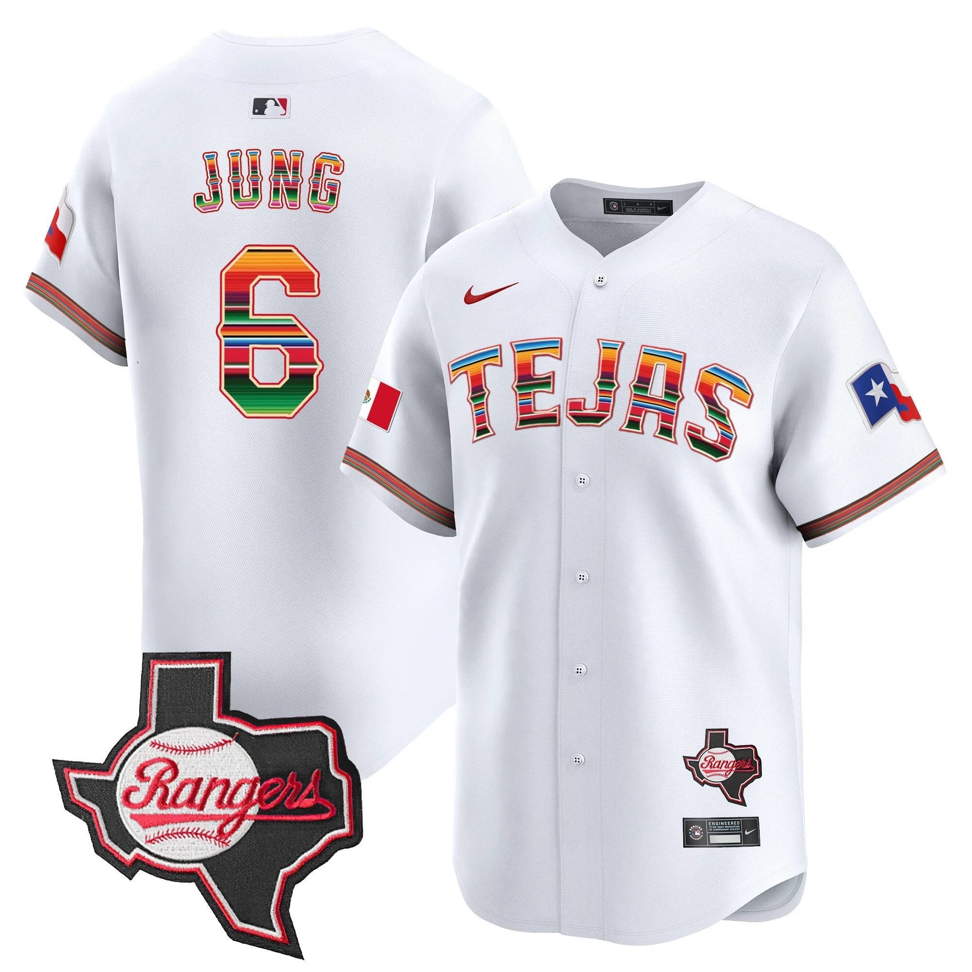 TEX Mexico Texas Patch Vapor Premier Limited Jersey - All Stitched by Texas Rangers