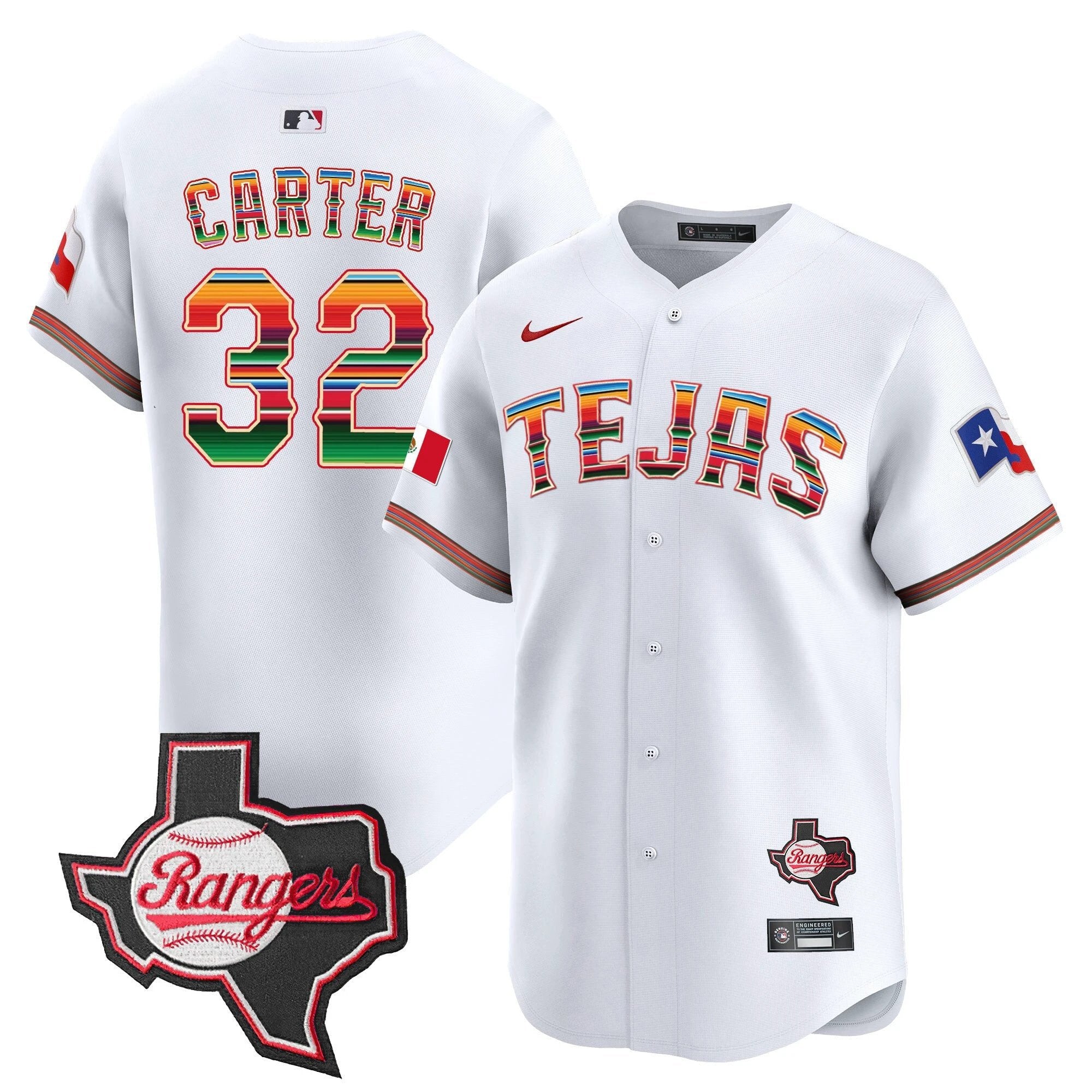 TEX Mexico Texas Patch Vapor Premier Limited Jersey - All Stitched by Texas Rangers