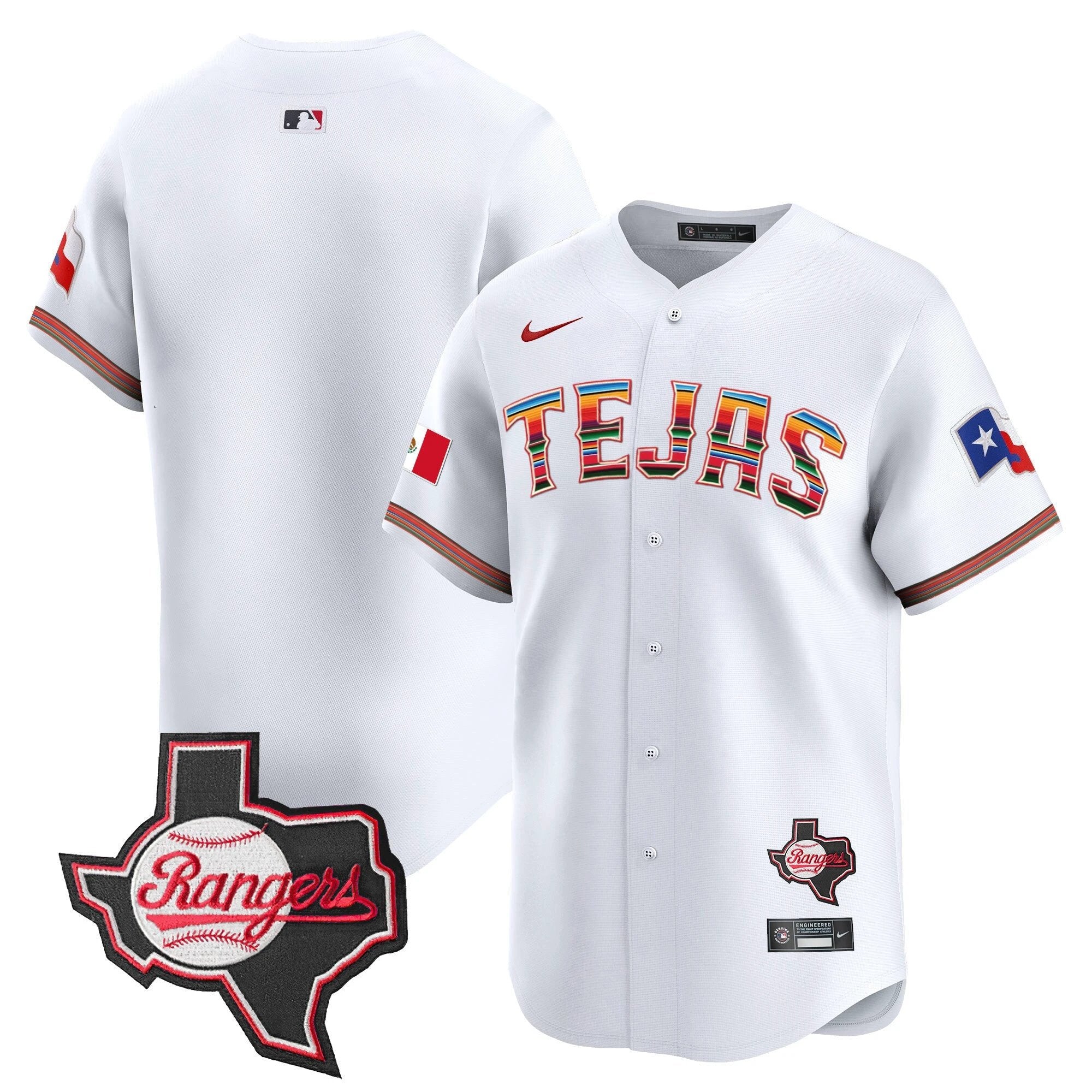 TEX Mexico Texas Patch Vapor Premier Limited Jersey - All Stitched by Texas Rangers
