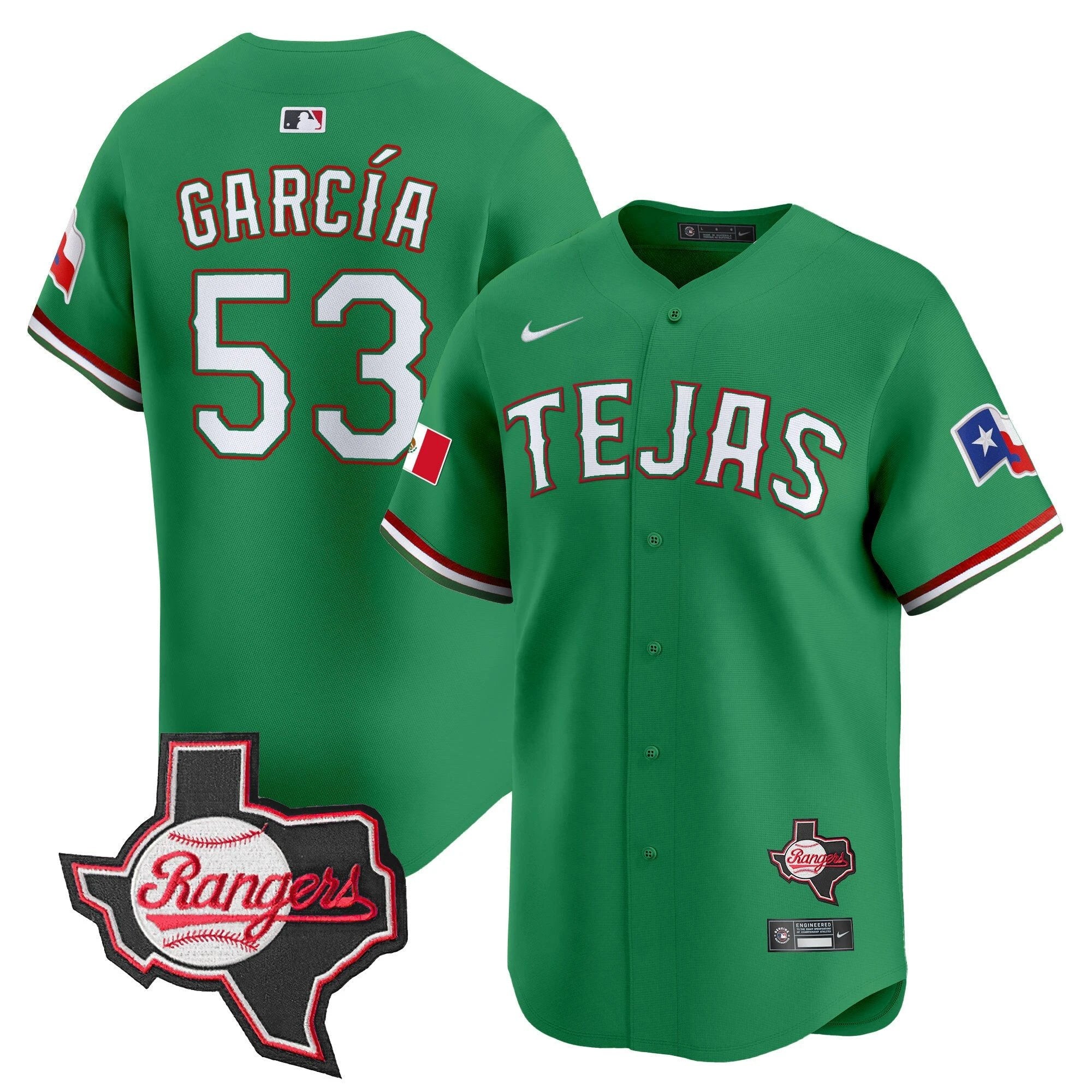 TEX Mexico Texas Patch Vapor Premier Limited Jersey - All Stitched by Texas Rangers