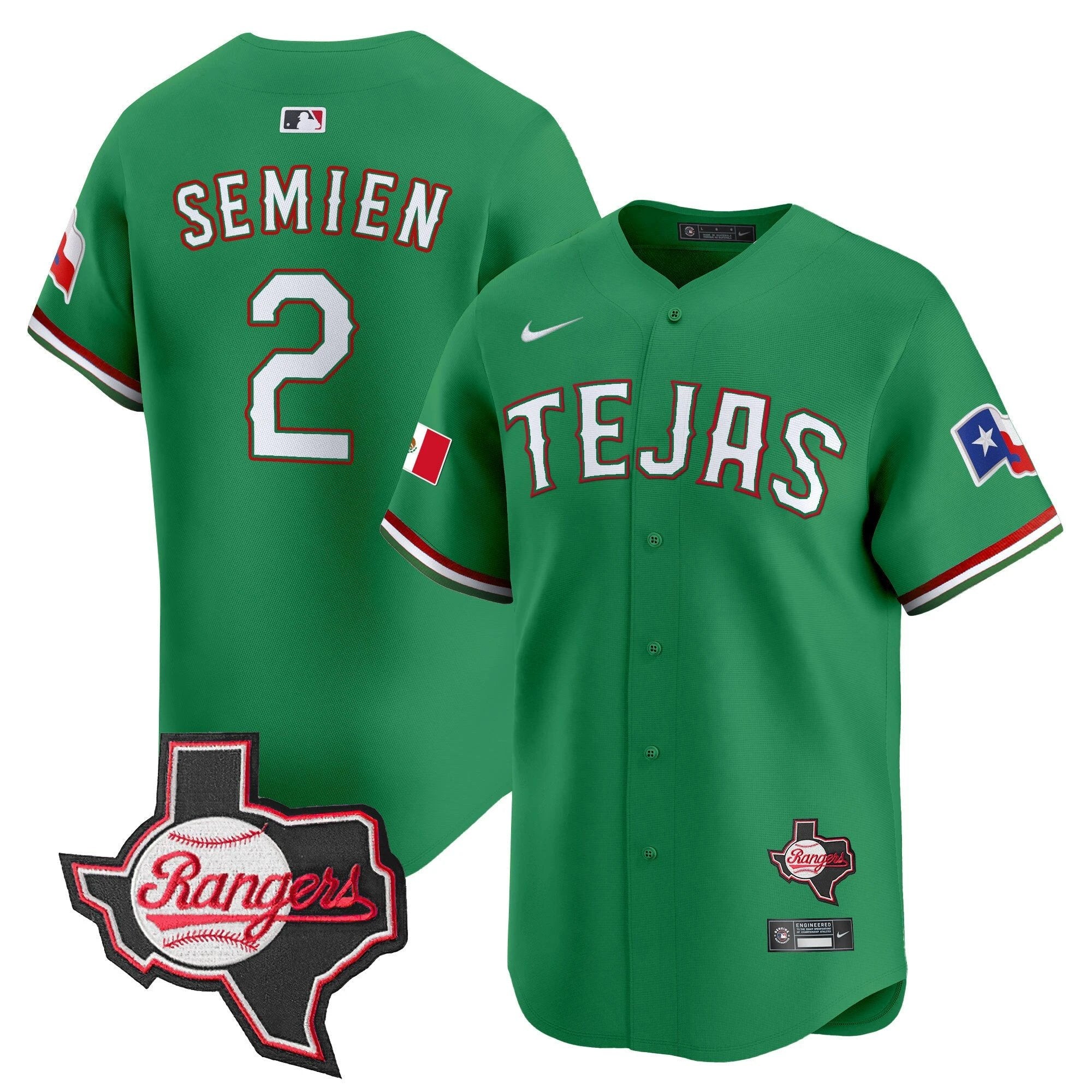 TEX Mexico Texas Patch Vapor Premier Limited Jersey - All Stitched by Texas Rangers