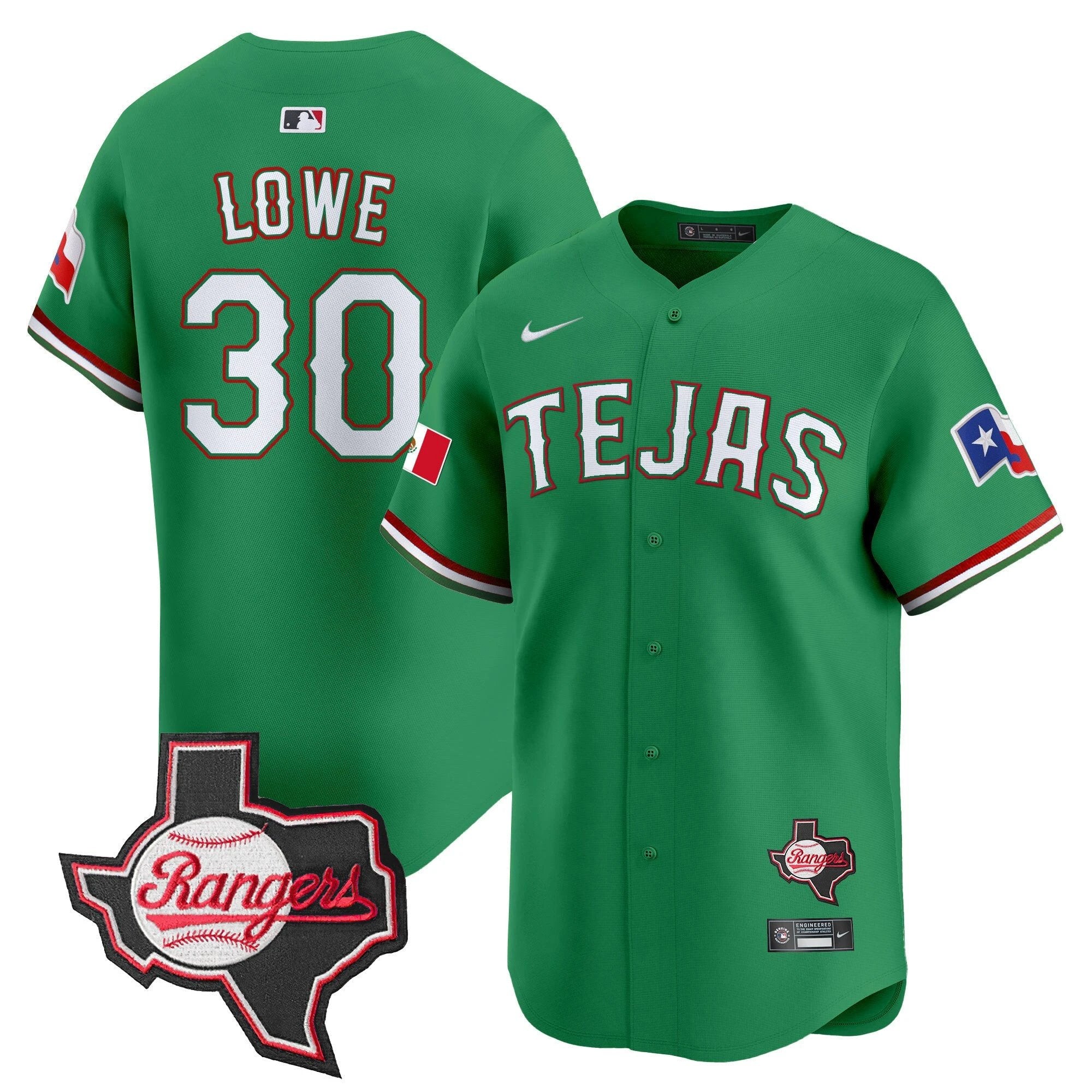TEX Mexico Texas Patch Vapor Premier Limited Jersey - All Stitched by Texas Rangers