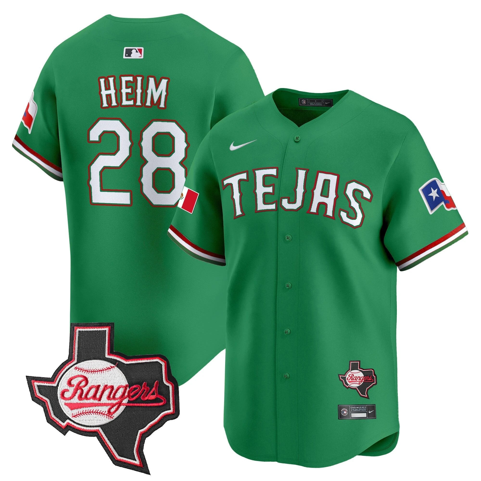 TEX Mexico Texas Patch Vapor Premier Limited Jersey - All Stitched by Texas Rangers