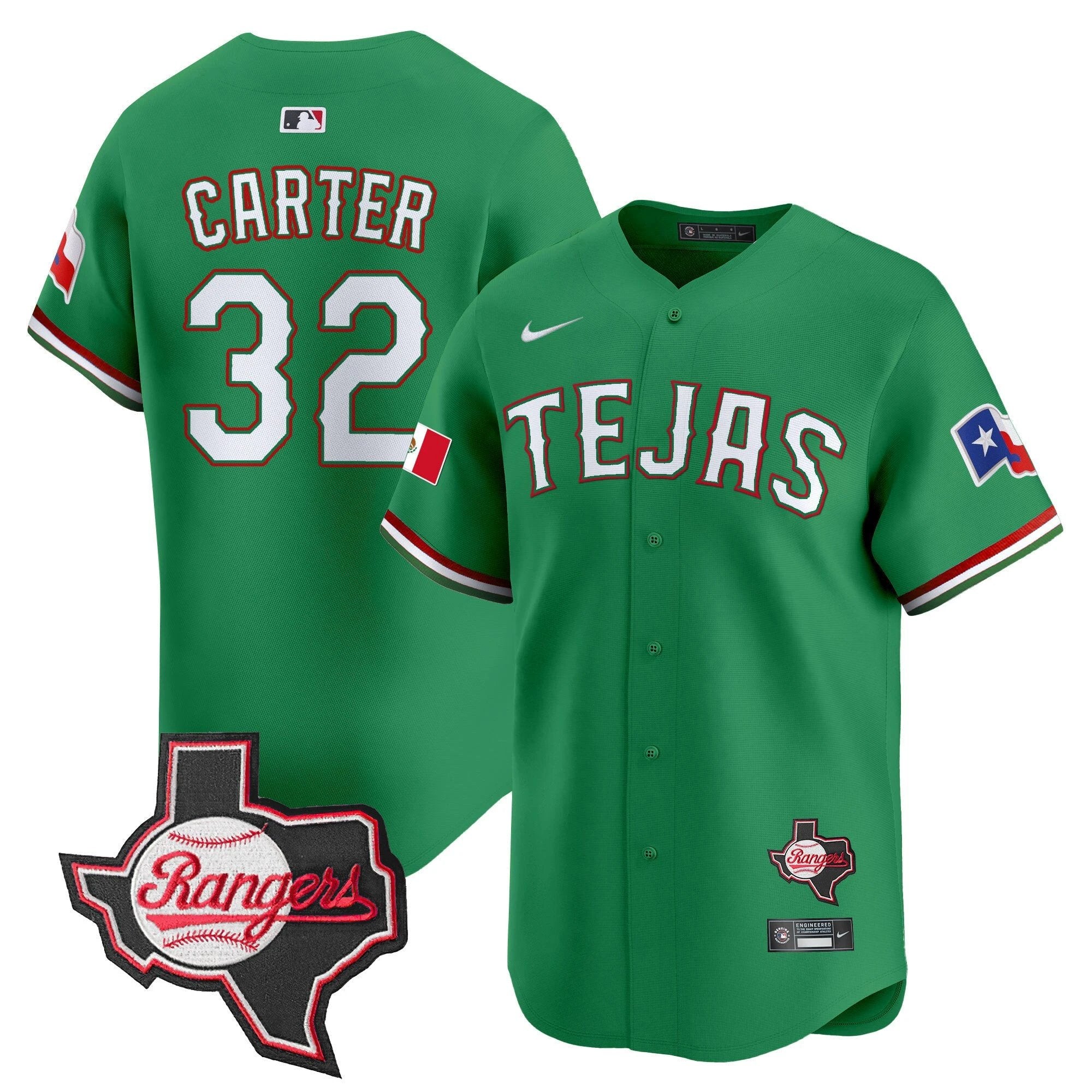 TEX Mexico Texas Patch Vapor Premier Limited Jersey - All Stitched by Texas Rangers