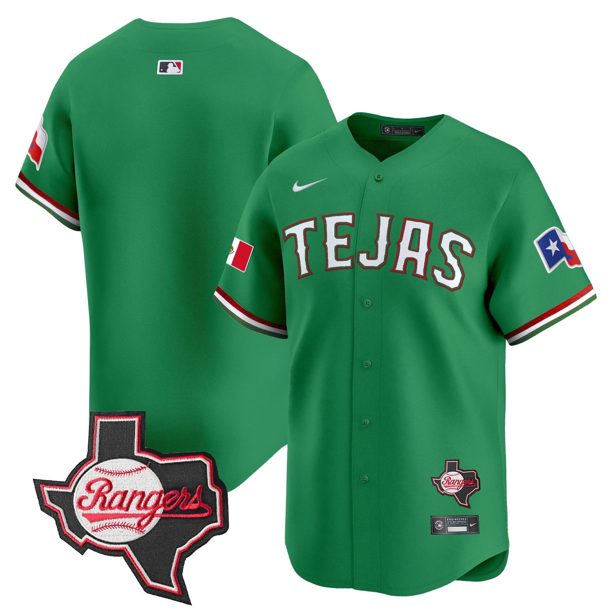 TEX Mexico Texas Patch Vapor Premier Limited Jersey - All Stitched by Texas Rangers