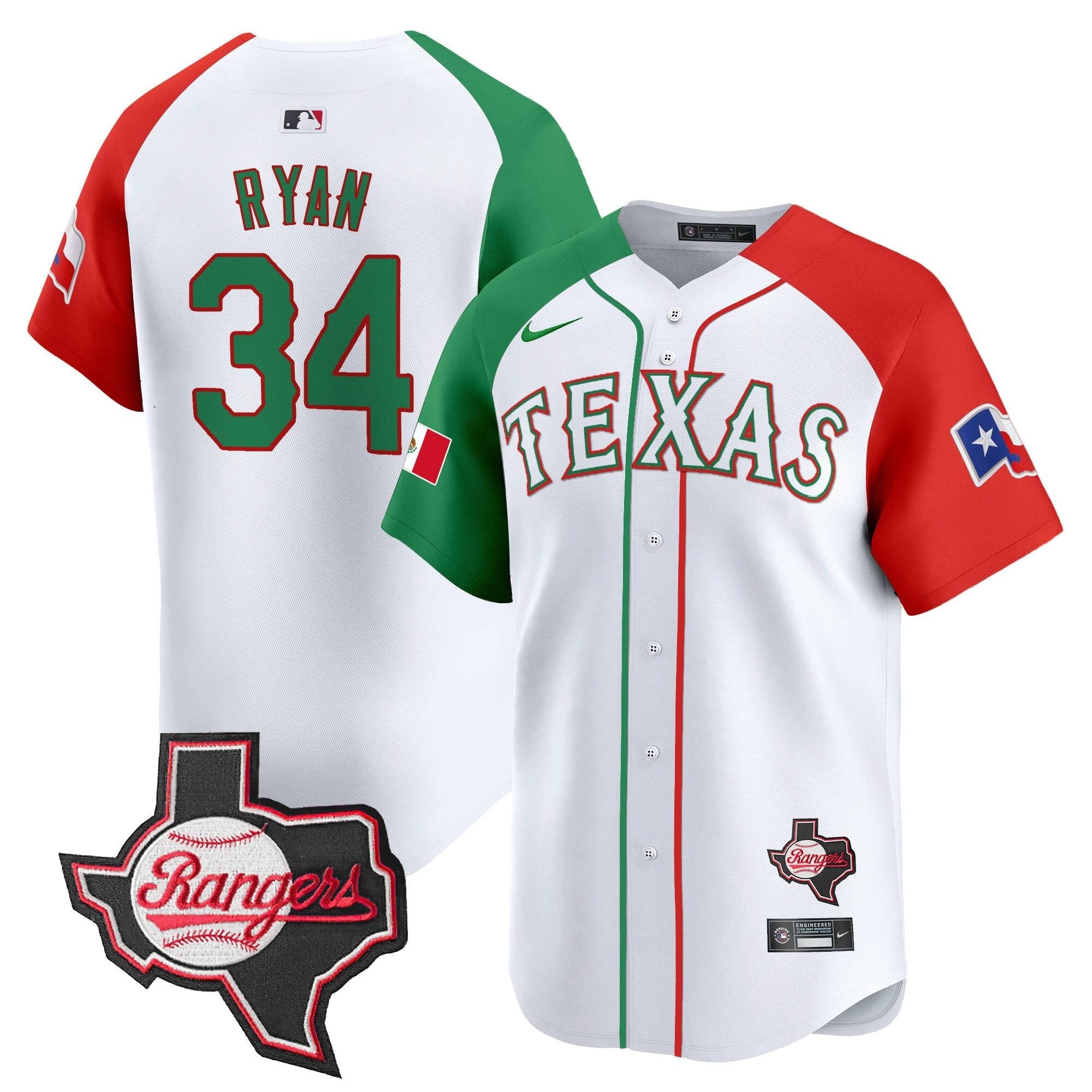 TEX Mexico Texas Patch Vapor Premier Limited Jersey - All Stitched by Texas Rangers
