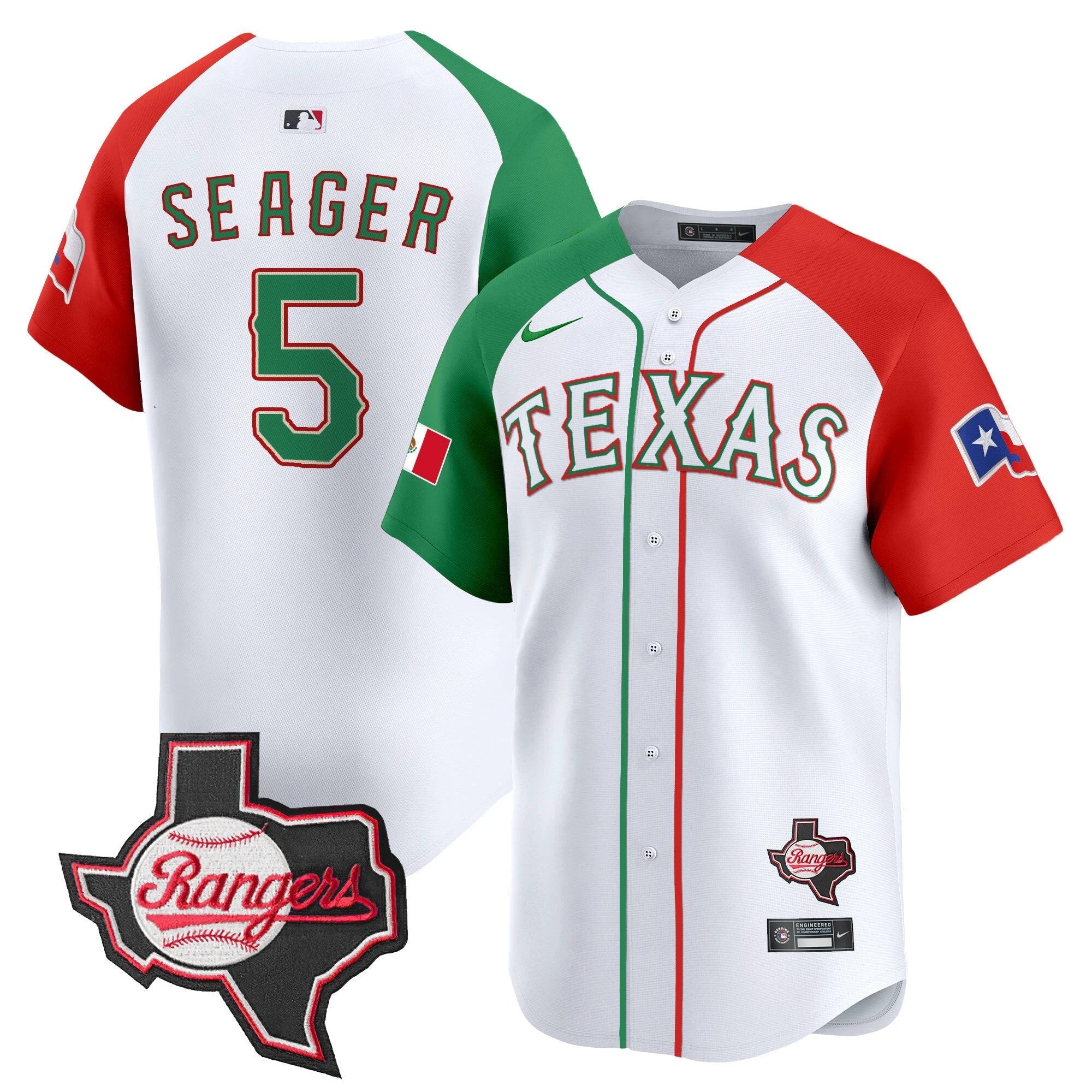 TEX Mexico Texas Patch Vapor Premier Limited Jersey - All Stitched by Texas Rangers