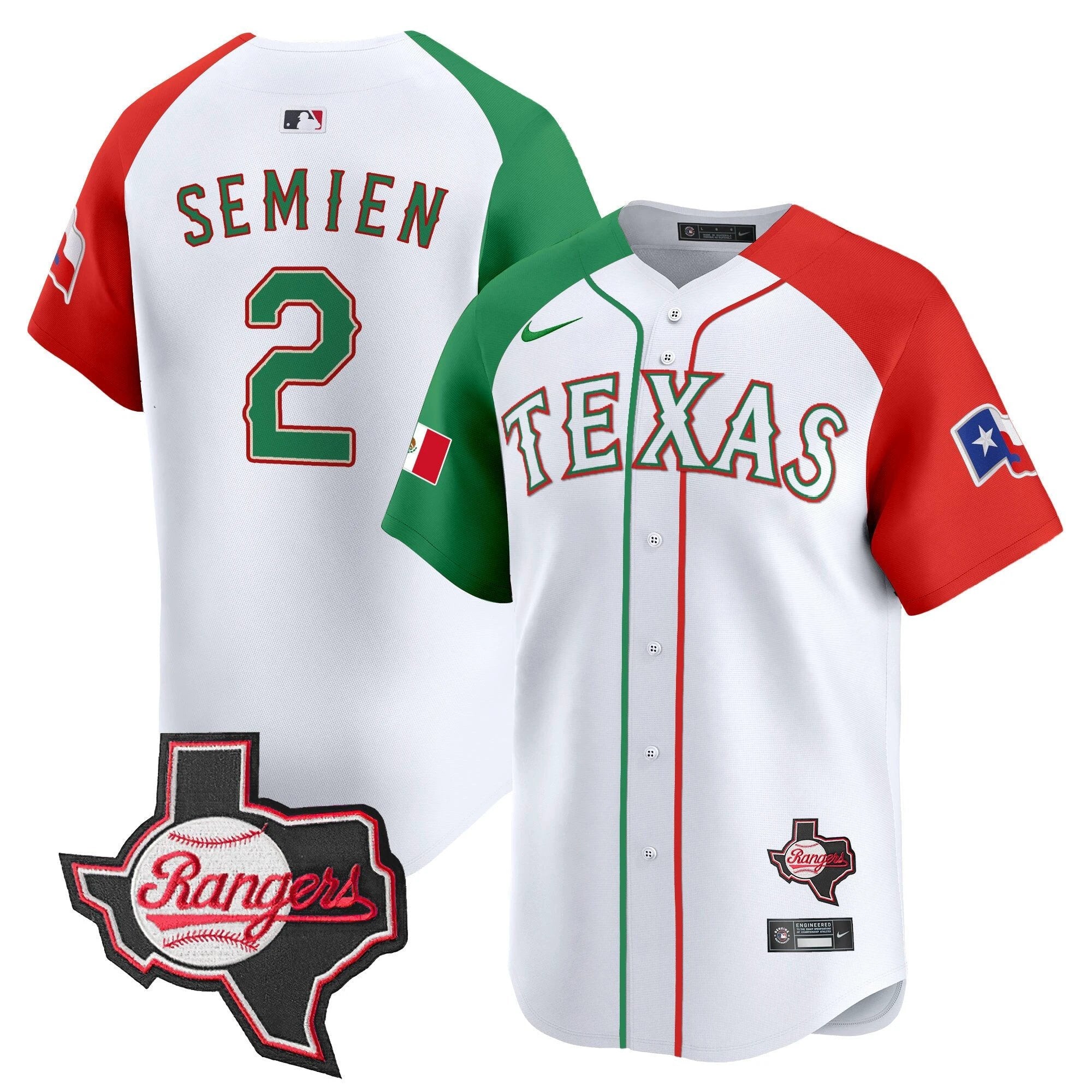 TEX Mexico Texas Patch Vapor Premier Limited Jersey - All Stitched by Texas Rangers