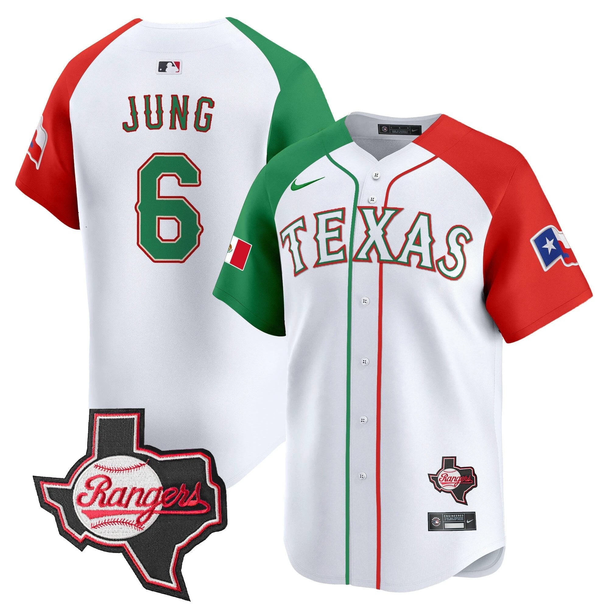 TEX Mexico Texas Patch Vapor Premier Limited Jersey - All Stitched by Texas Rangers