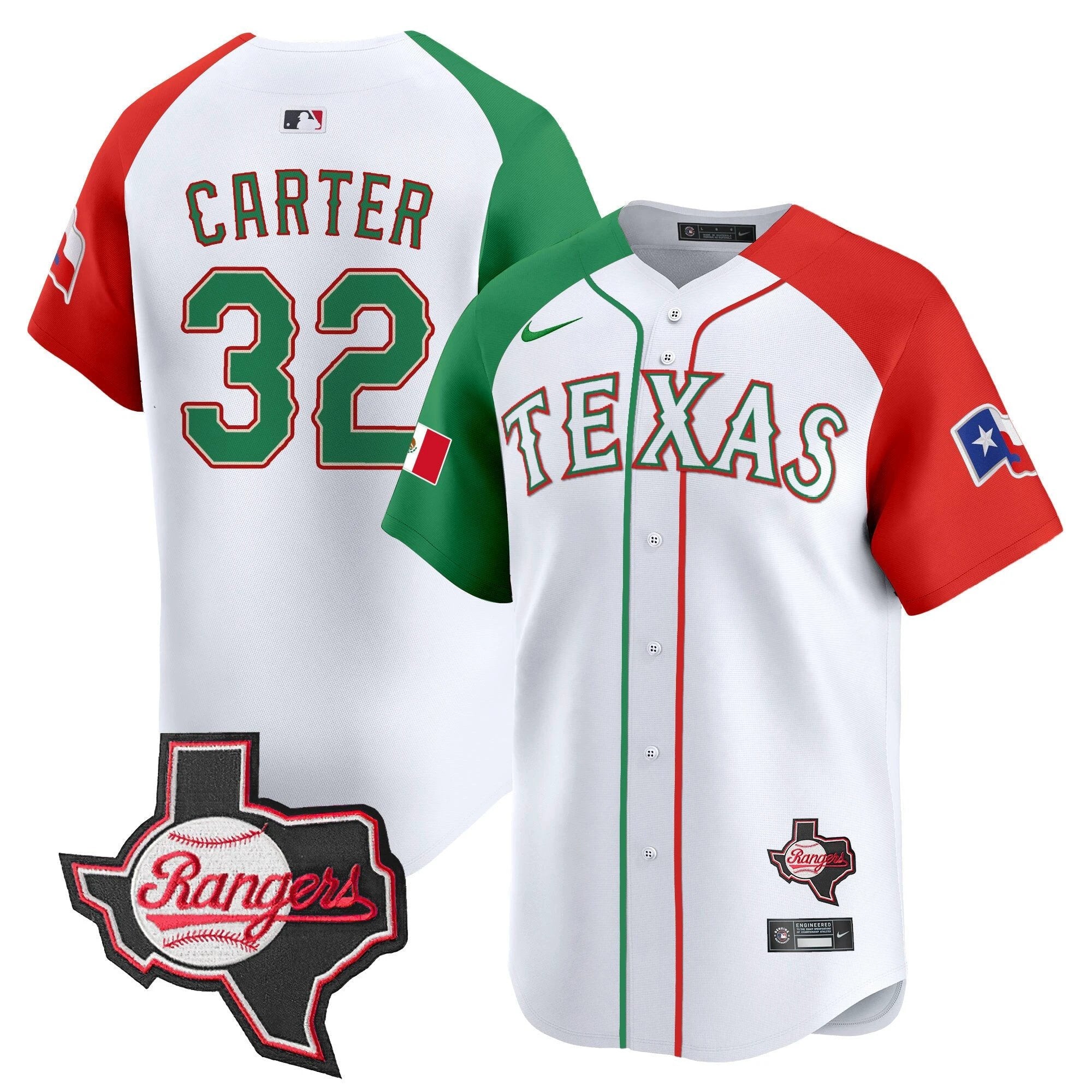 TEX Mexico Texas Patch Vapor Premier Limited Jersey - All Stitched by Texas Rangers