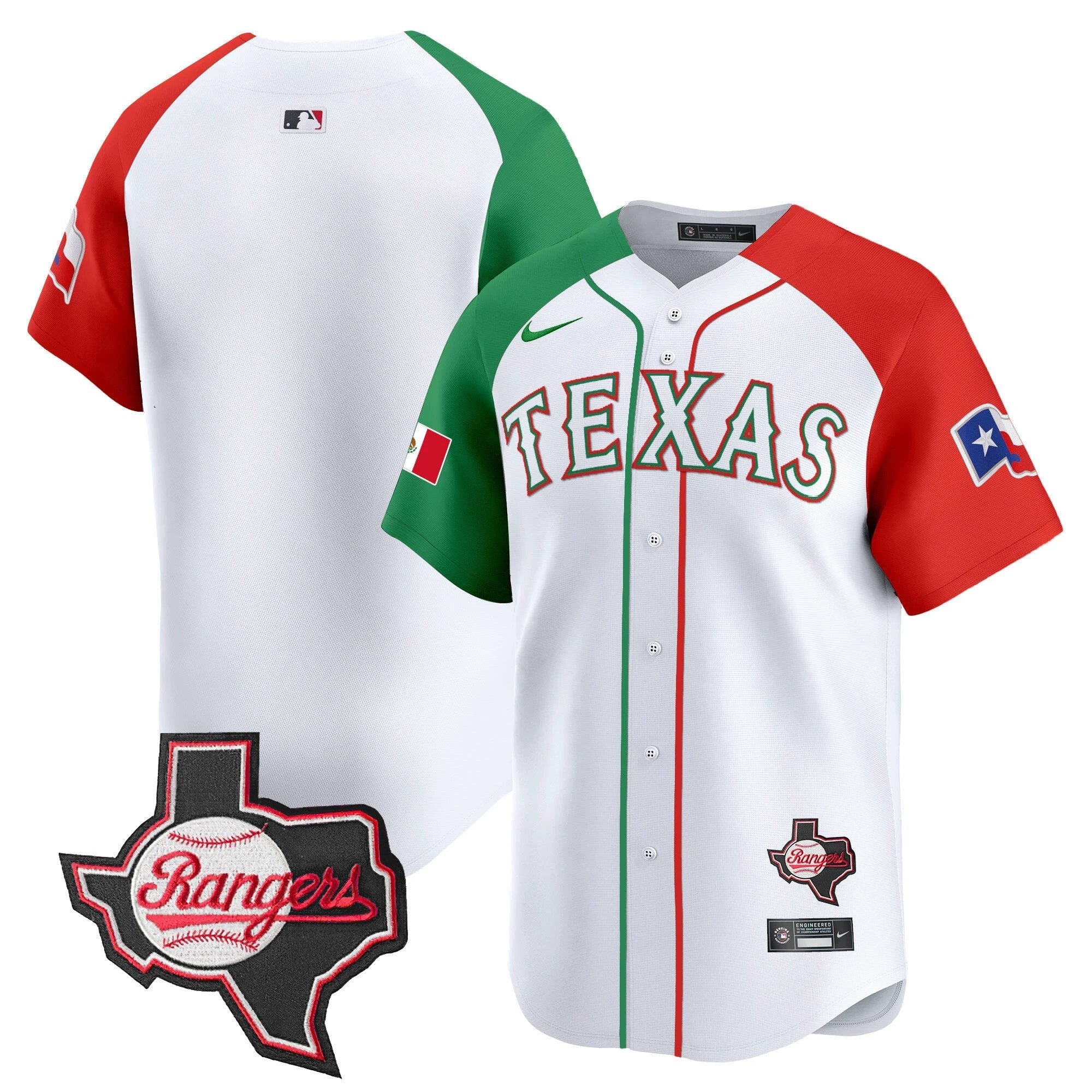 TEX Mexico Texas Patch Vapor Premier Limited Jersey - All Stitched by Texas Rangers