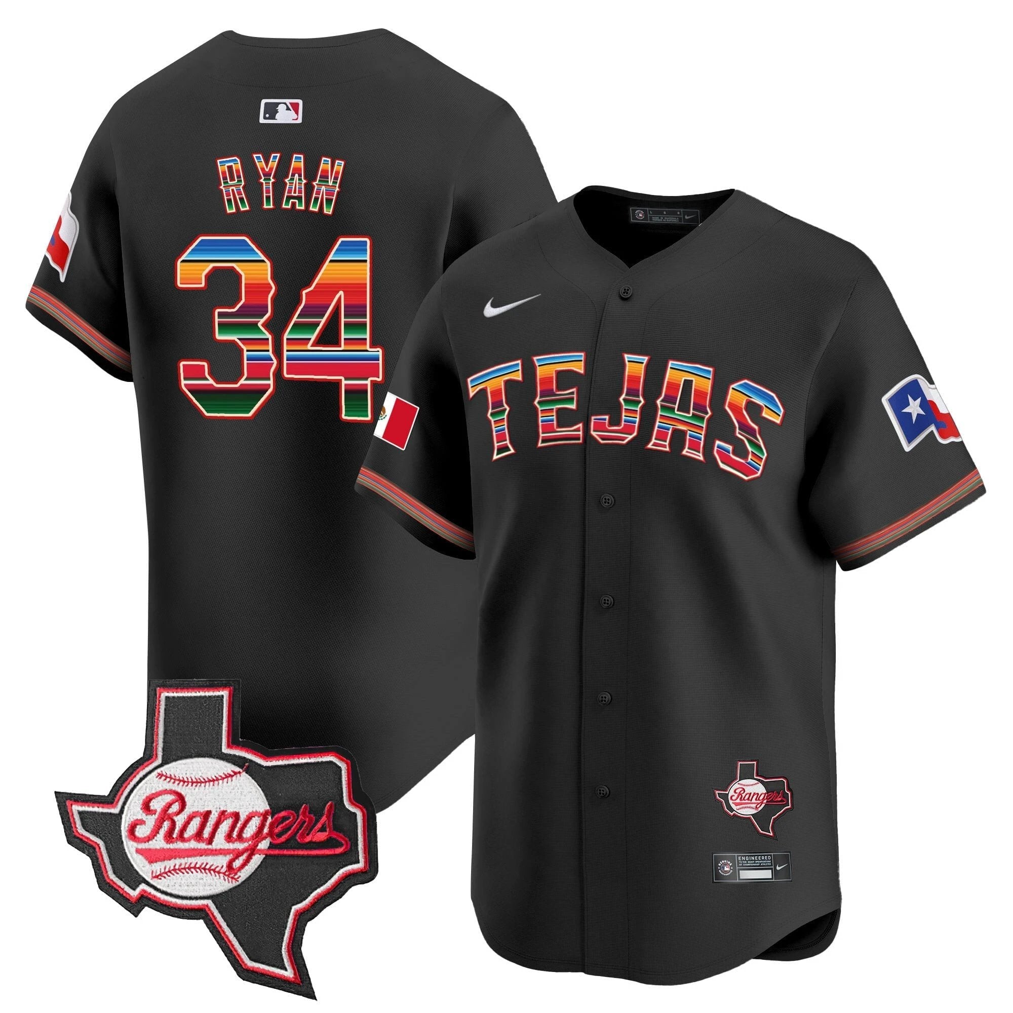 TEX Mexico Texas Patch Vapor Premier Limited Jersey - All Stitched by Texas Rangers