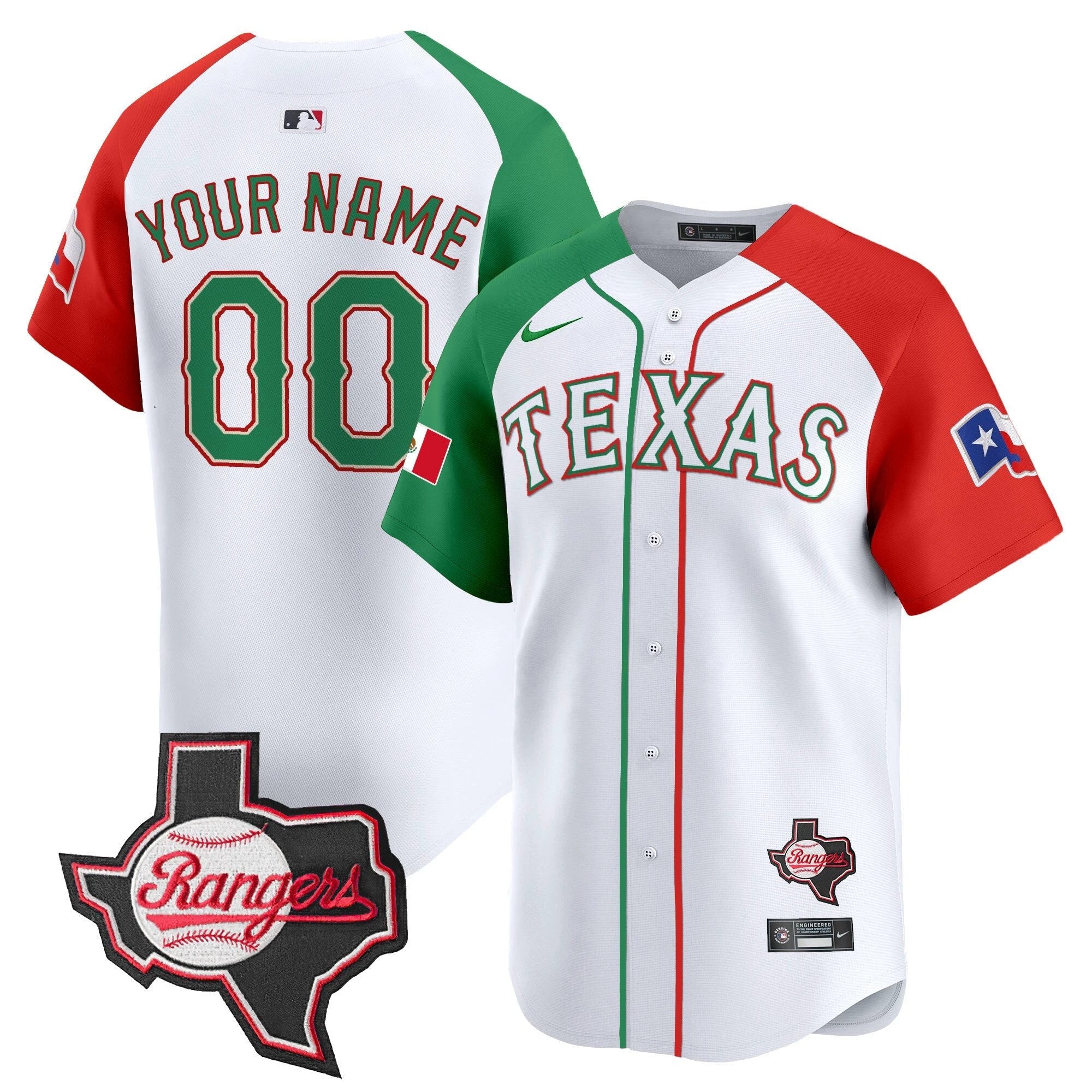 TEX Mexico Texas Patch Vapor Premier Limited Custom Jersey - All Stitched by Texas Rangers