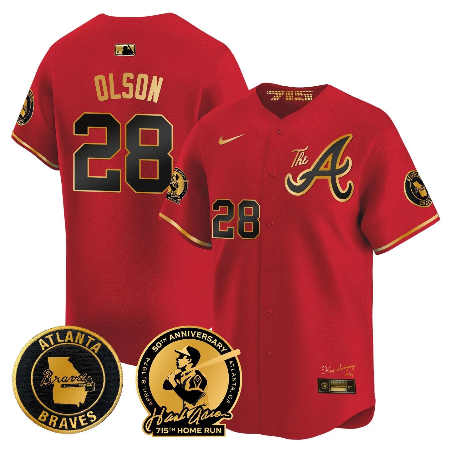 ATL Hank Aaron 715th Home Run Patch Vapor Premier Limited Jersey V2 - Stitched by Atlanta Braves