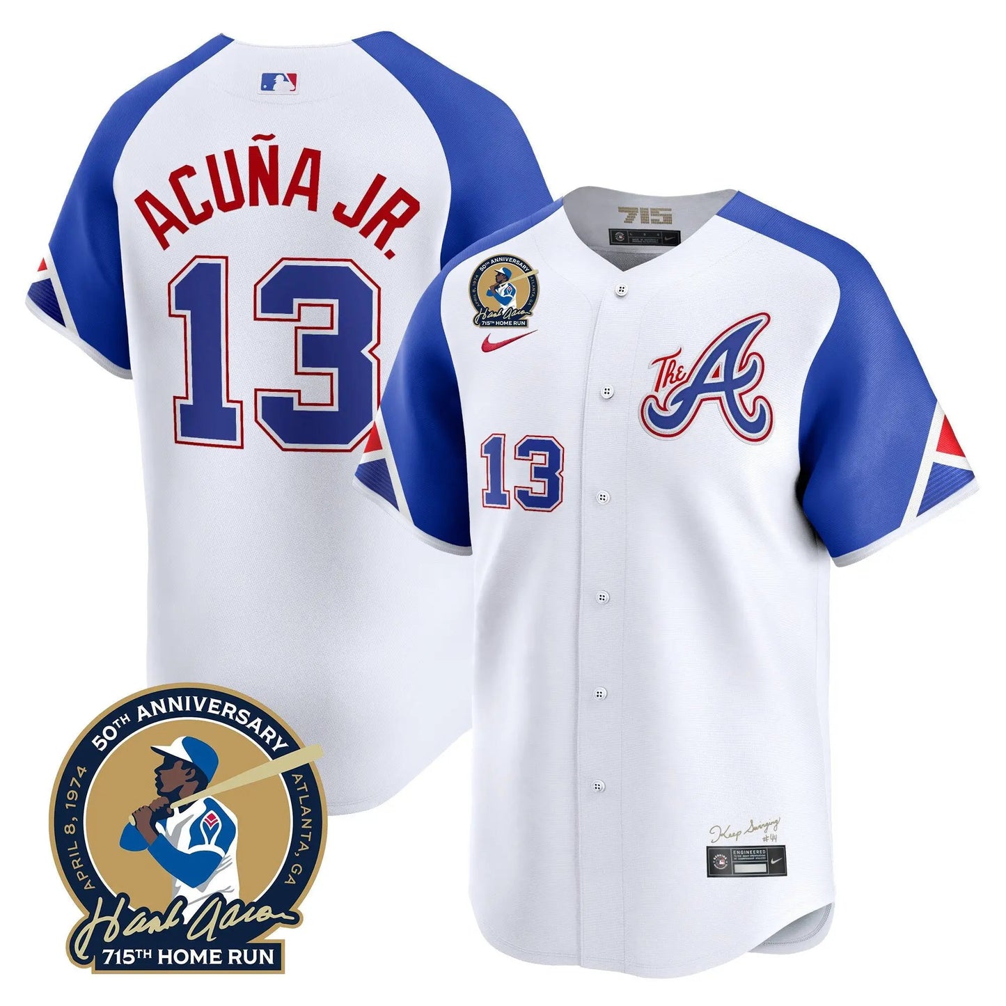 ATL Hank Aaron 715th Home Run Patch Vapor Premier Limited Jersey V2 - Stitched by Atlanta Braves