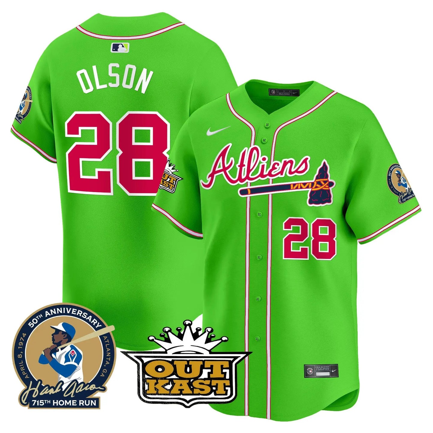 ATL Atliens & Hank Aaron Patch Vapor Premier Limited Jersey - Stitched by Atlanta Braves