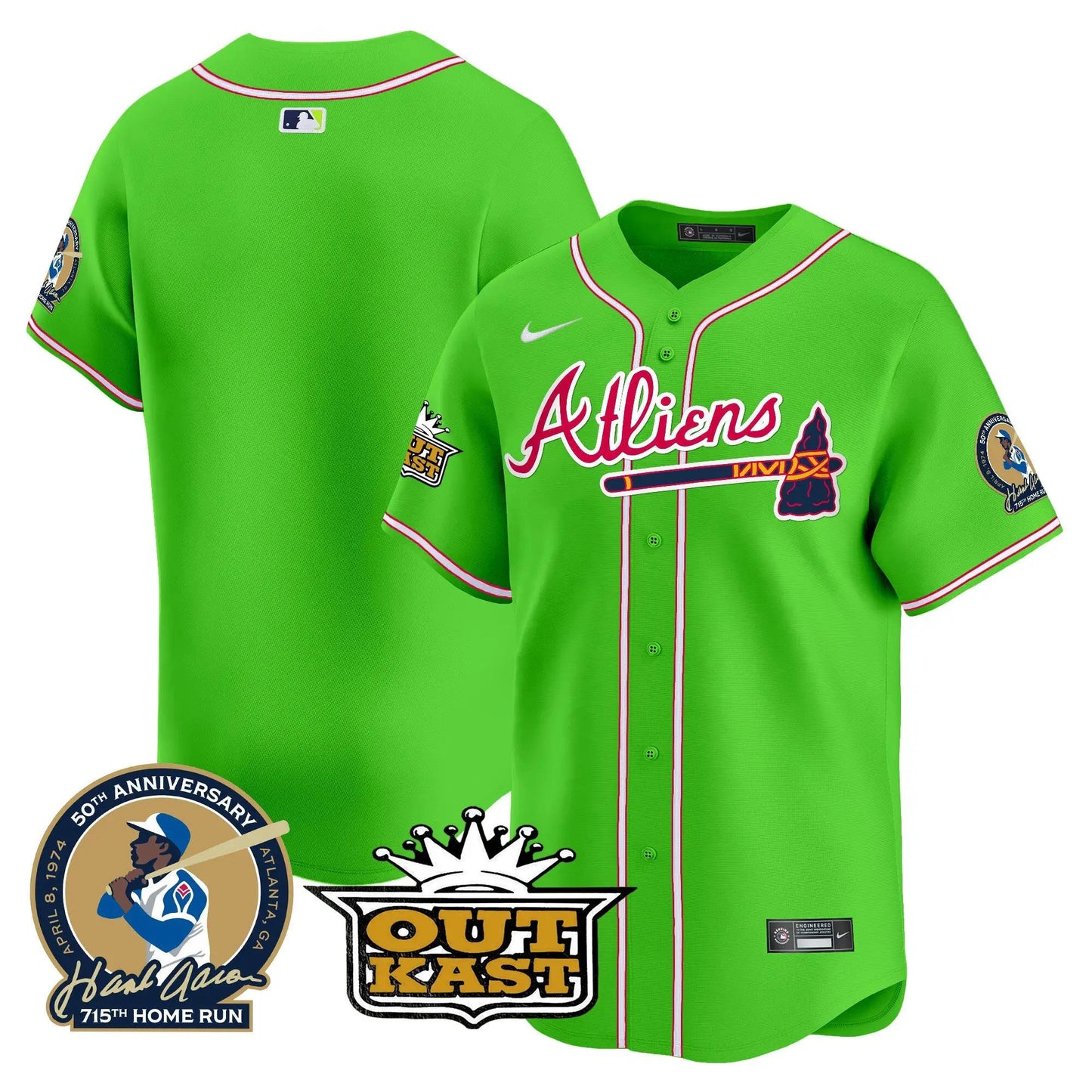 ATL Atliens & Hank Aaron Patch Vapor Premier Limited Jersey - Stitched by Atlanta Braves