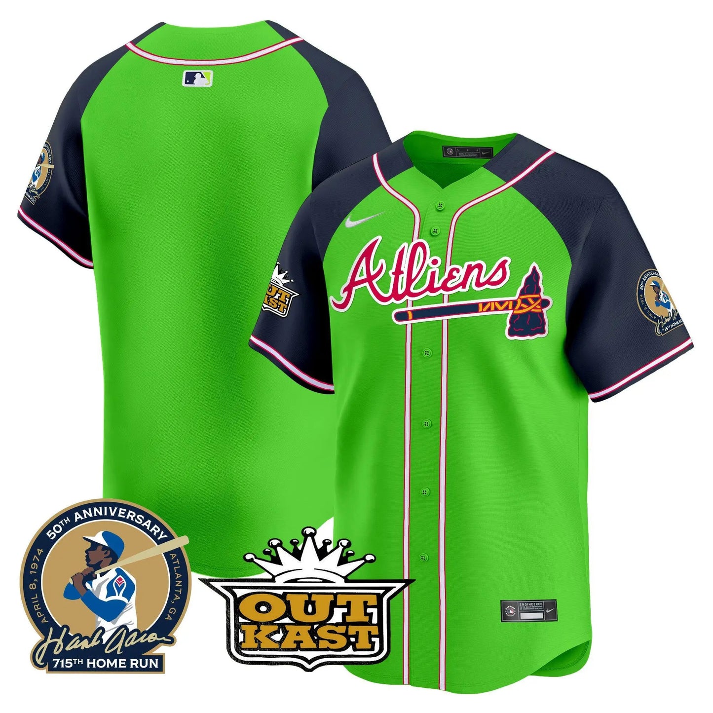 ATL Atliens & Hank Aaron Patch Vapor Premier Limited Jersey - Stitched by Atlanta Braves