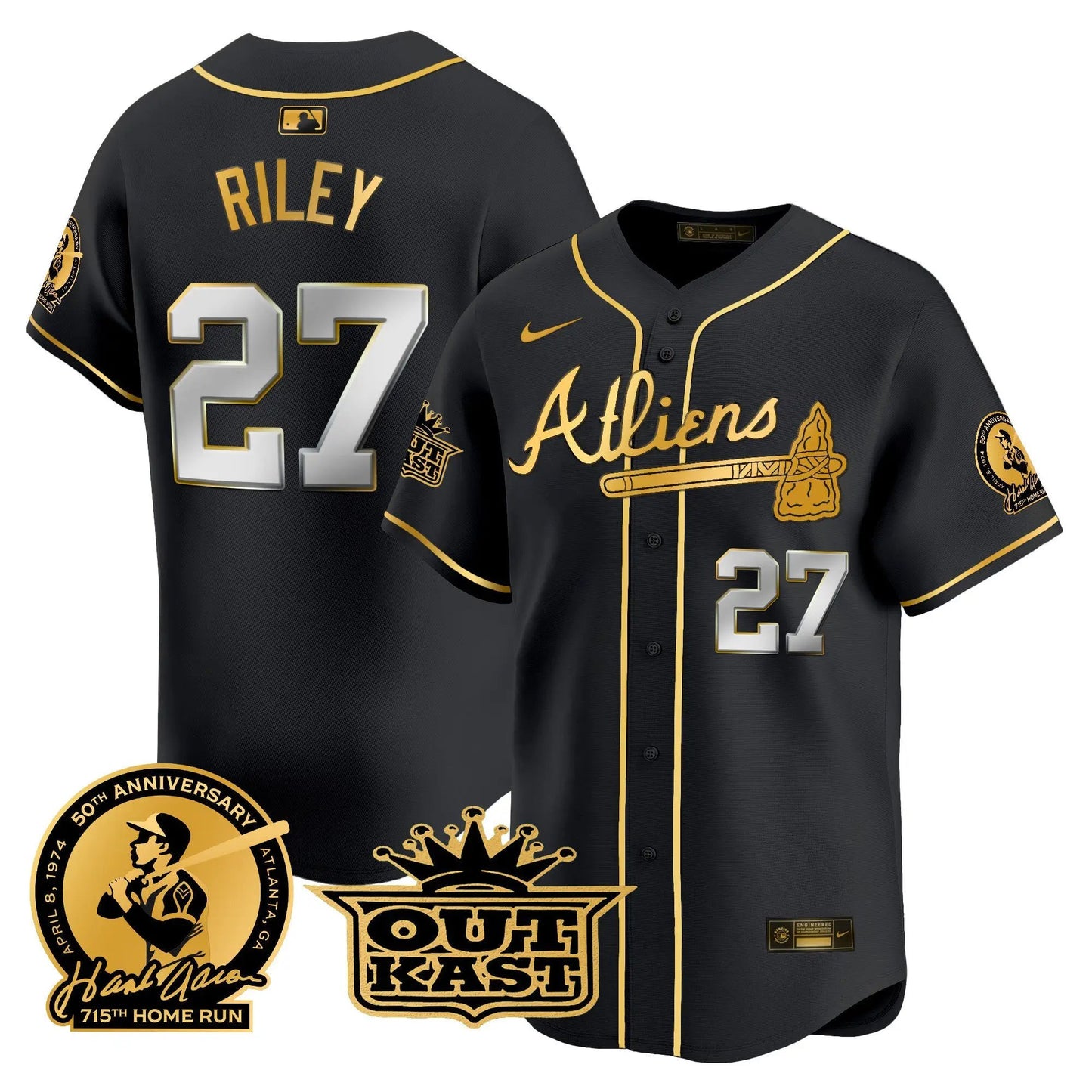 ATL Atliens & Hank Aaron Patch Vapor Premier Limited Jersey - Stitched by Atlanta Braves