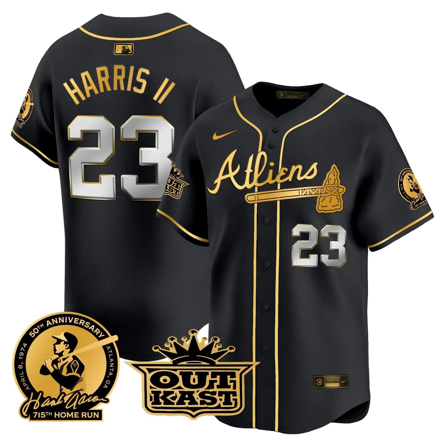 ATL Atliens & Hank Aaron Patch Vapor Premier Limited Jersey - Stitched by Atlanta Braves