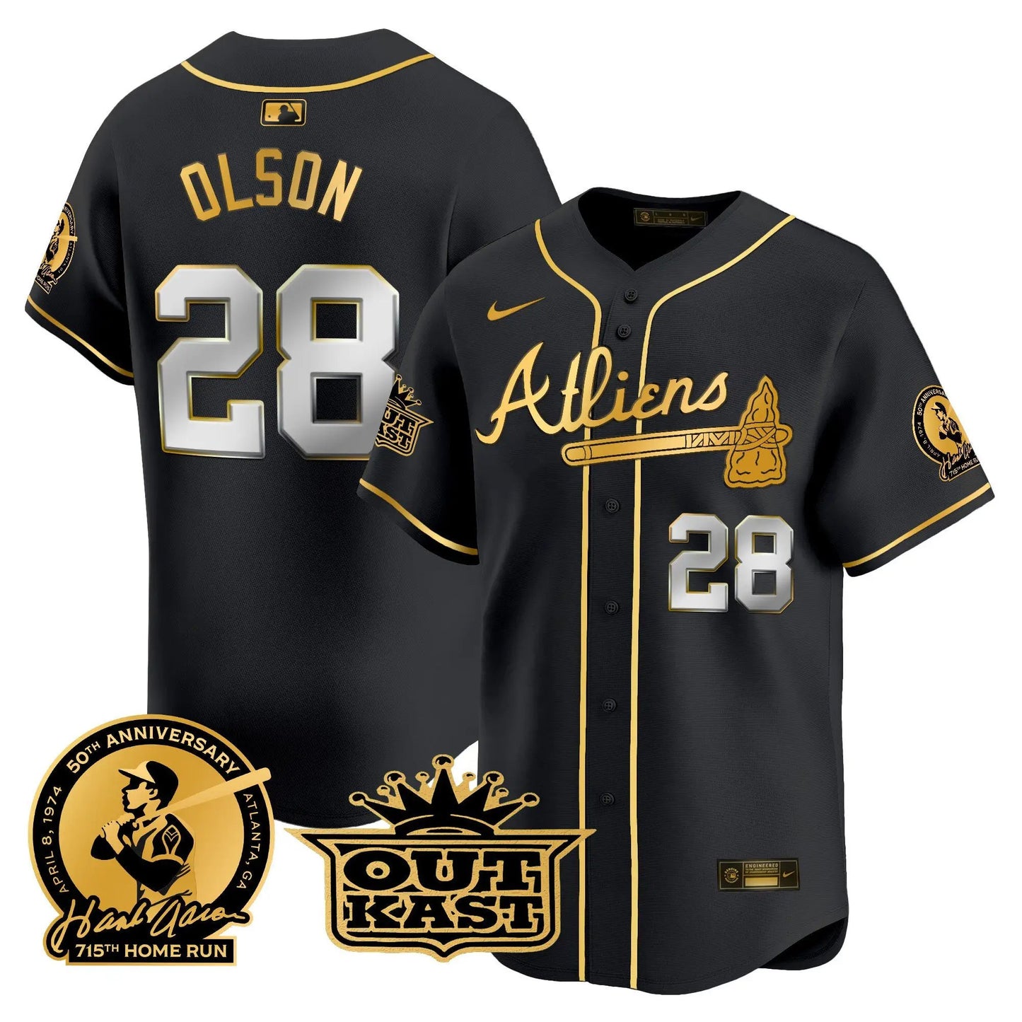 ATL Atliens & Hank Aaron Patch Vapor Premier Limited Jersey - Stitched by Atlanta Braves
