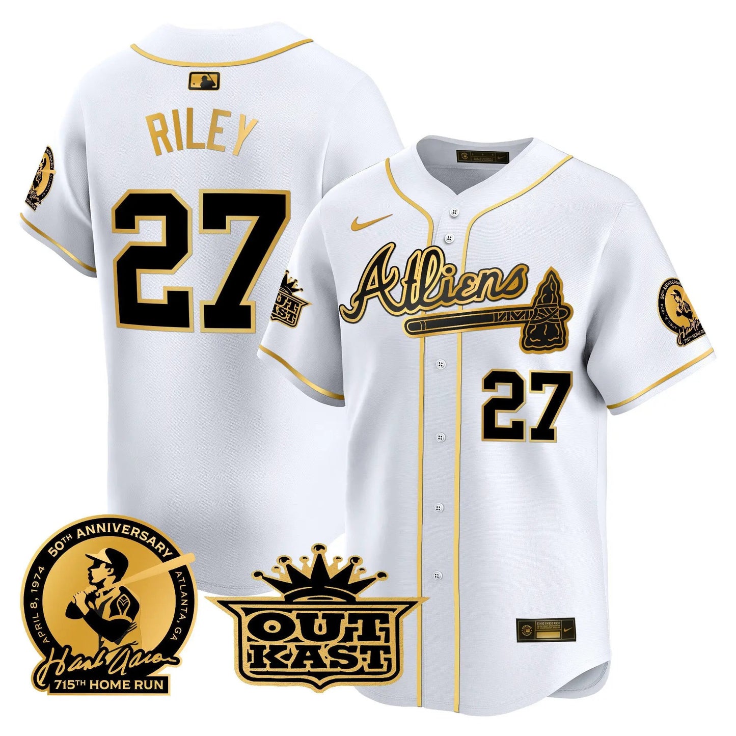 ATL Atliens & Hank Aaron Patch Vapor Premier Limited Jersey - Stitched by Atlanta Braves