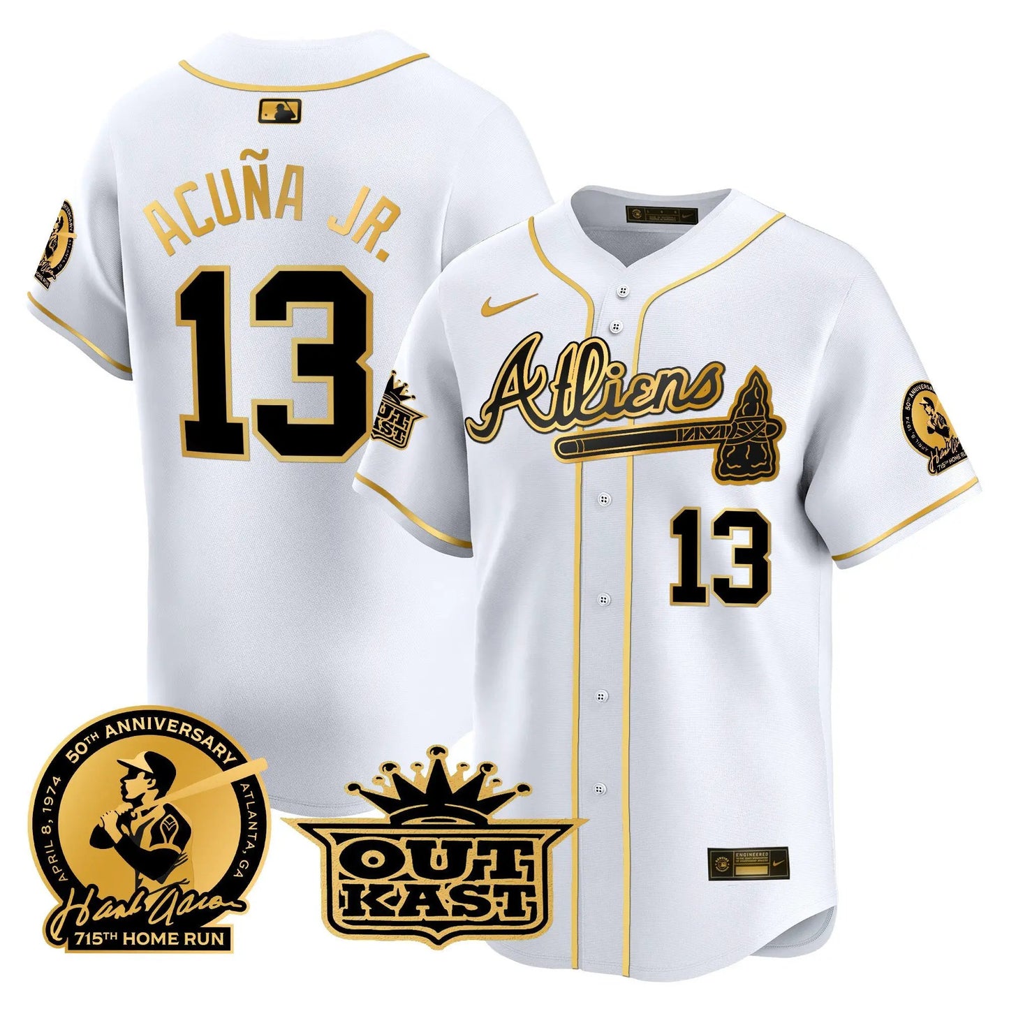 ATL Atliens & Hank Aaron Patch Vapor Premier Limited Jersey - Stitched by Atlanta Braves