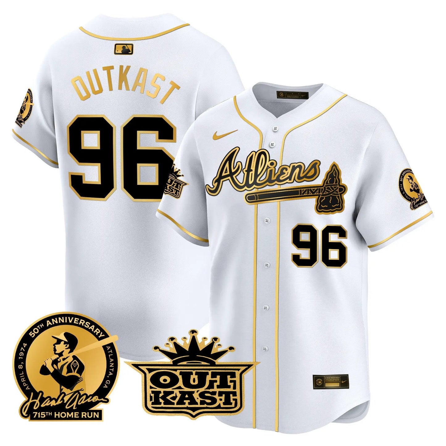 ATL Atliens & Hank Aaron Patch Vapor Premier Limited Jersey - Stitched by Atlanta Braves