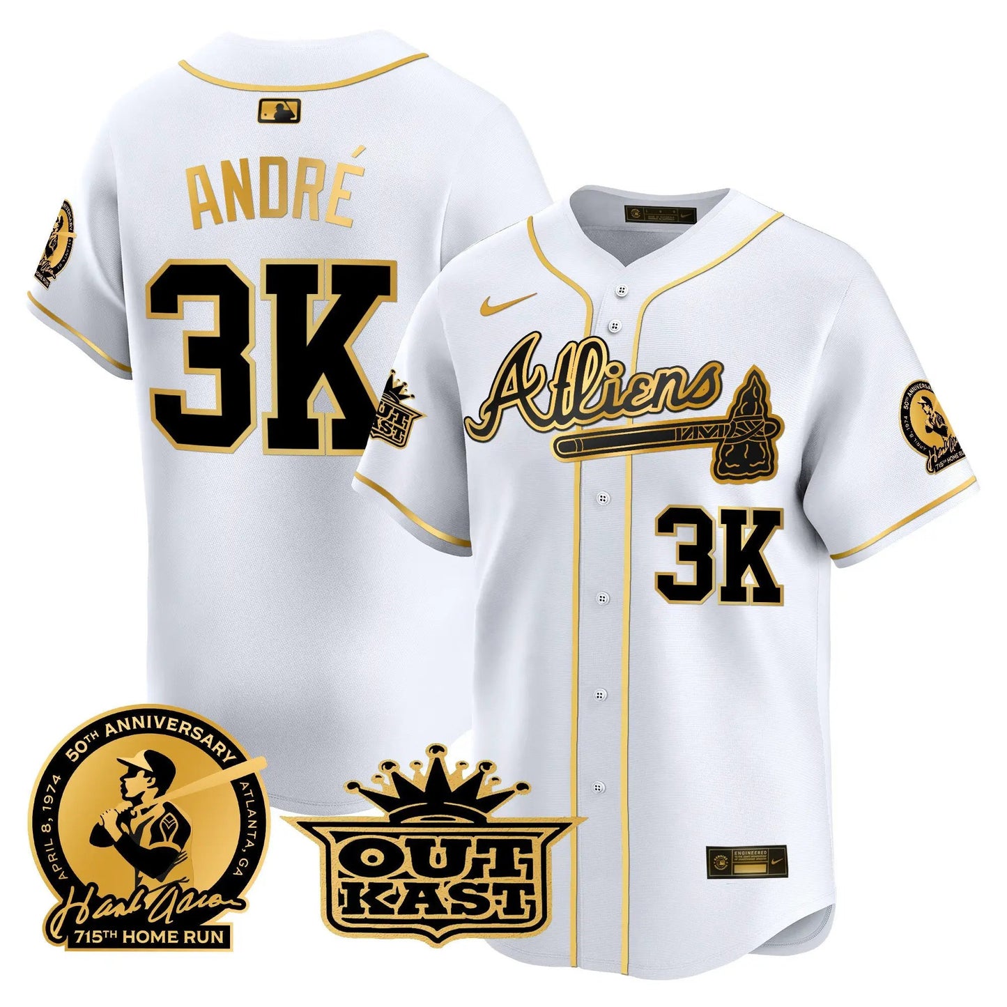 ATL Atliens & Hank Aaron Patch Vapor Premier Limited Jersey - Stitched by Atlanta Braves