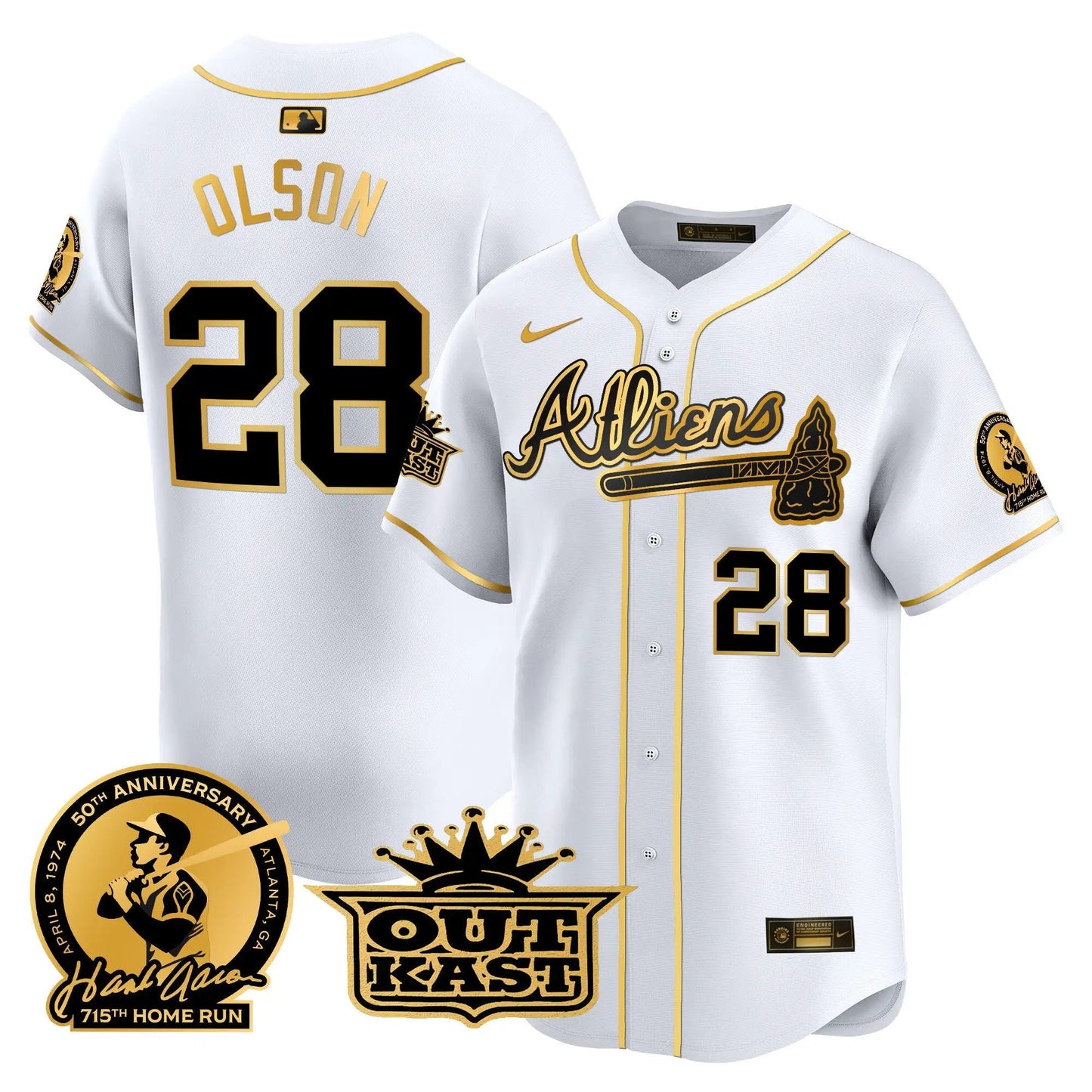 ATL Atliens & Hank Aaron Patch Vapor Premier Limited Jersey - Stitched by Atlanta Braves