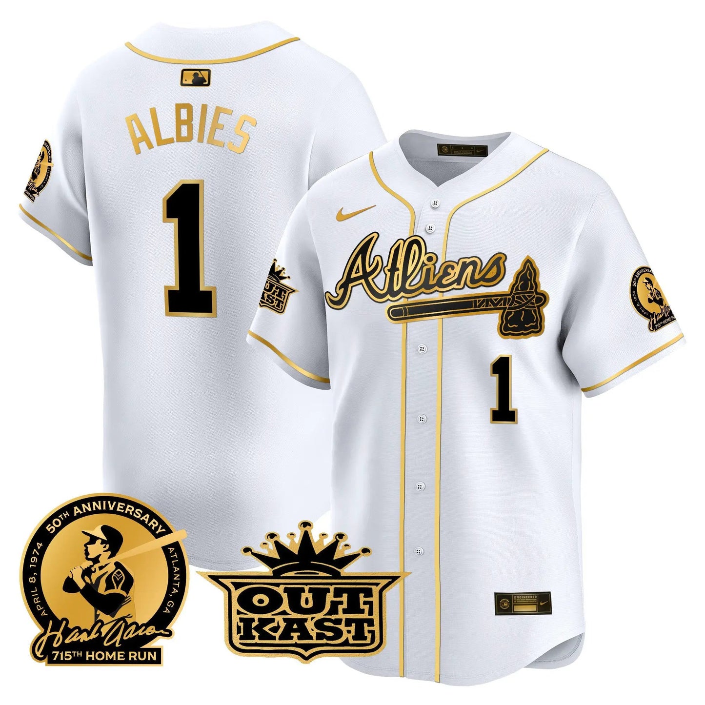 ATL Atliens & Hank Aaron Patch Vapor Premier Limited Jersey - Stitched by Atlanta Braves
