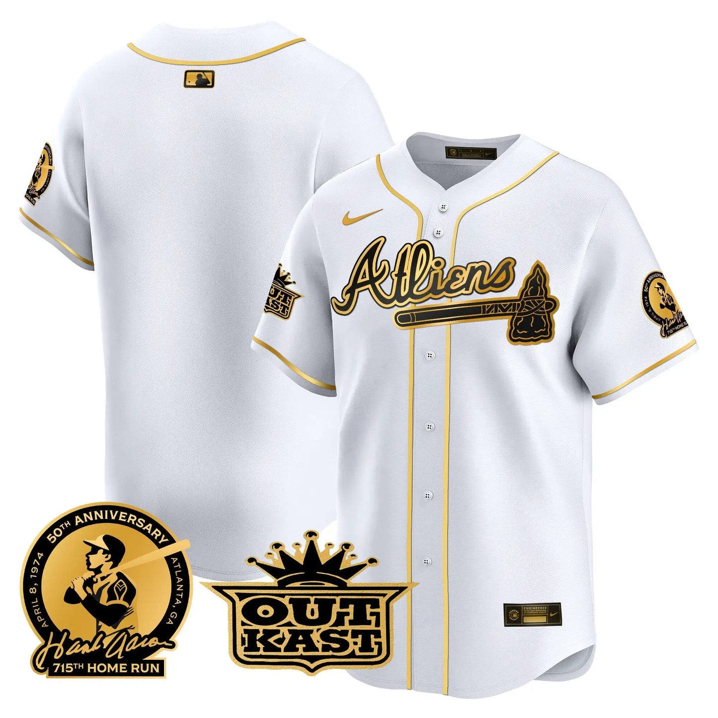 ATL Atliens & Hank Aaron Patch Vapor Premier Limited Jersey - Stitched by Atlanta Braves