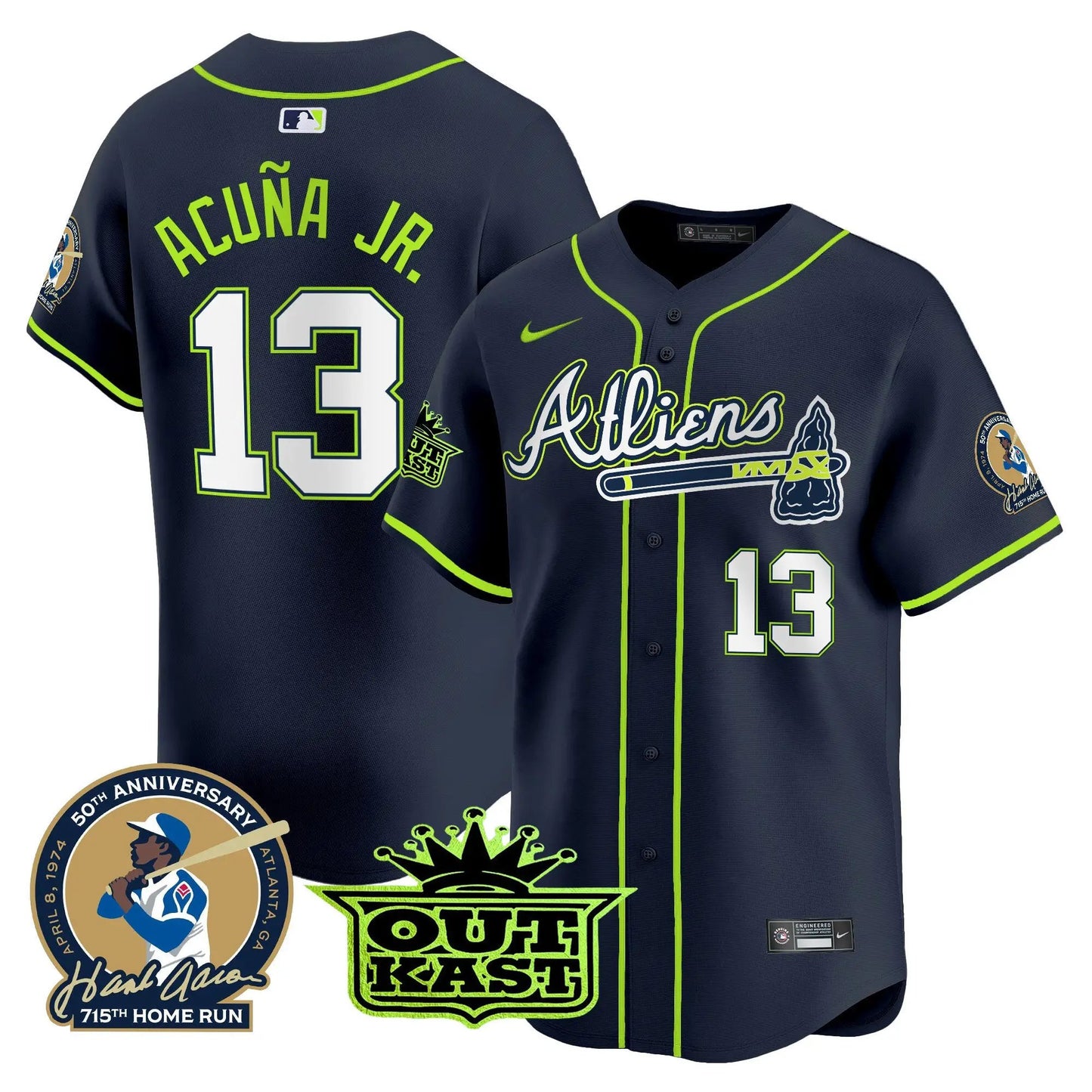 ATL Atliens & Hank Aaron Patch Vapor Premier Limited Jersey - Stitched by Atlanta Braves