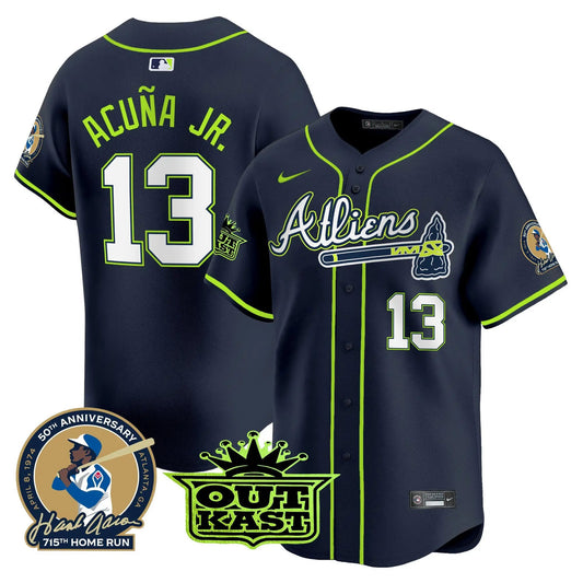 ATL Atliens & Hank Aaron Patch Vapor Premier Limited Jersey - Stitched by Atlanta Braves