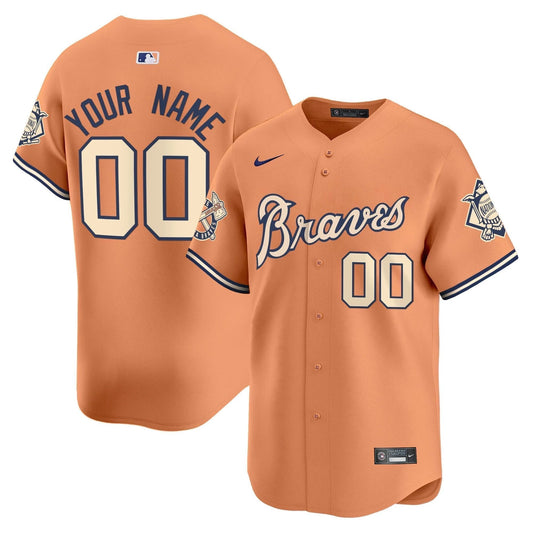 Atlanta Braves Peaches n' Cream Vapor Premier Limited Custom Jersey - All Stitched by Atlanta Braves