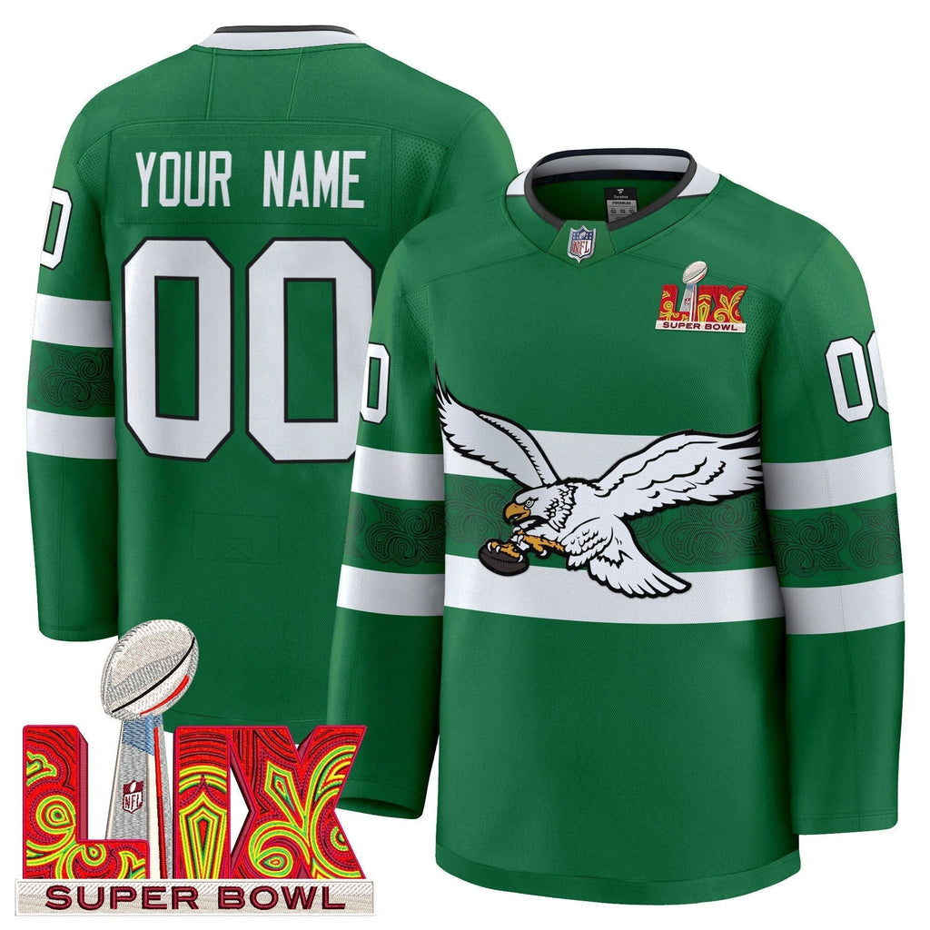 Eagles Kelly Green Hockey Premium Custom Jersey V3 - All Stitched by Philadelphia Eagles