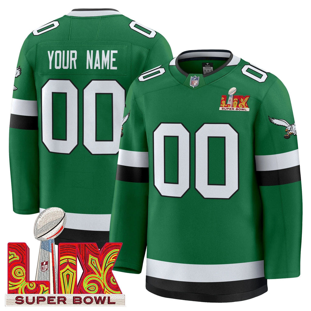Eagles Kelly Green Hockey Premium Custom Jersey V2 - All Stitched by Philadelphia Eagles