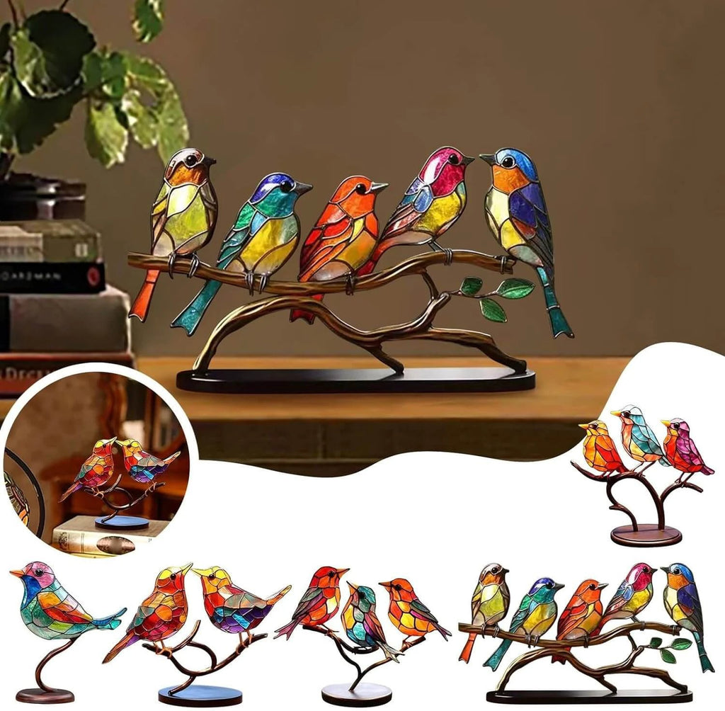 ElegantAviary | Colorful Birds on Branch Desk Ornaments Bowlift by Bowlift
