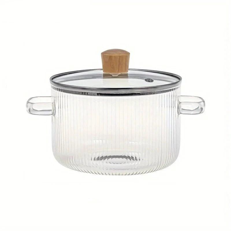 Glass Cooking Pot With Lid Heat-Resistant Borosilicate Glass Pot by Bowlift