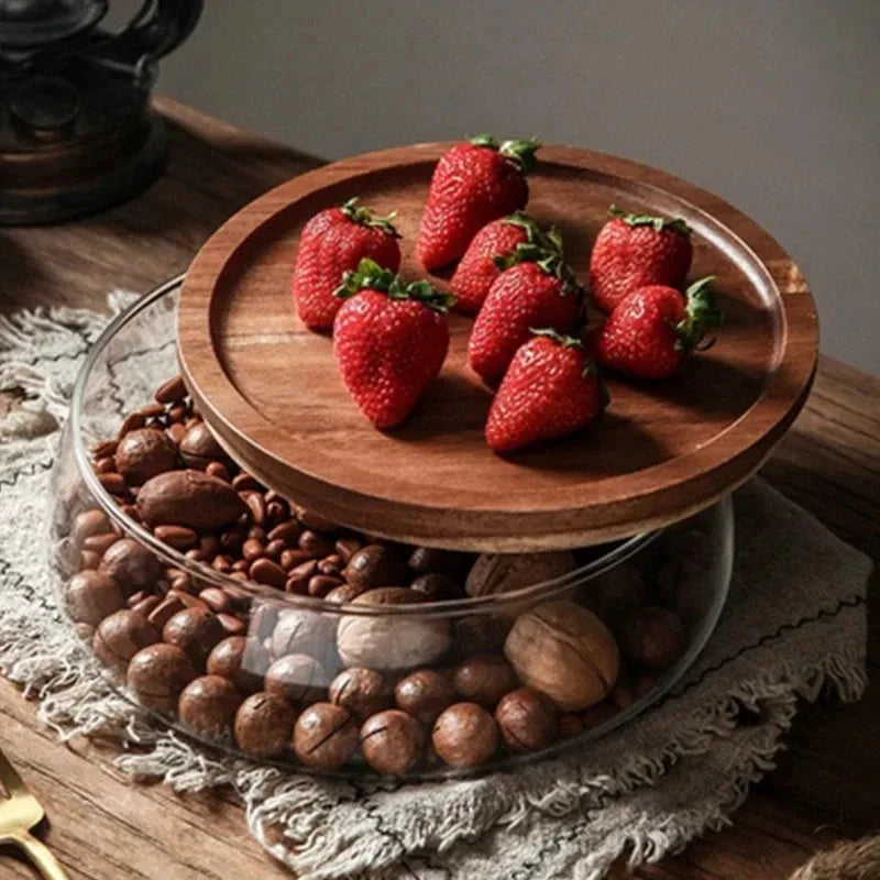 Glass Food Storage Container with Wooden Lid Kitchen Snack Organizer by Bowlift