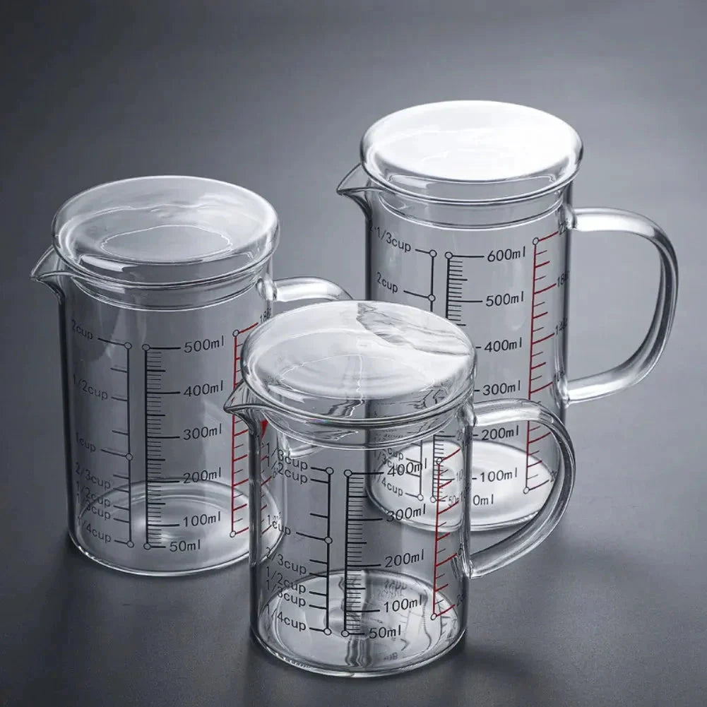 Glass Measuring Cup Food Grade High Borosilicate Glass Cups with Lid by Bowlift