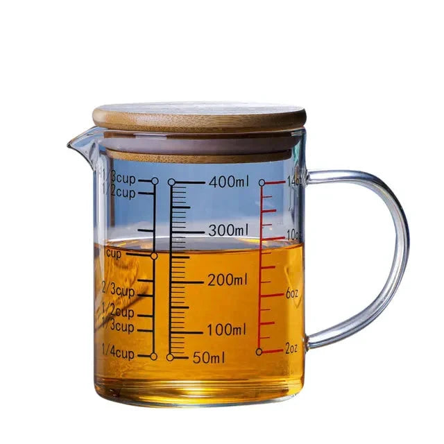 Glass Measuring Cup Food Grade High Borosilicate Glass Cups with Lid by Bowlift